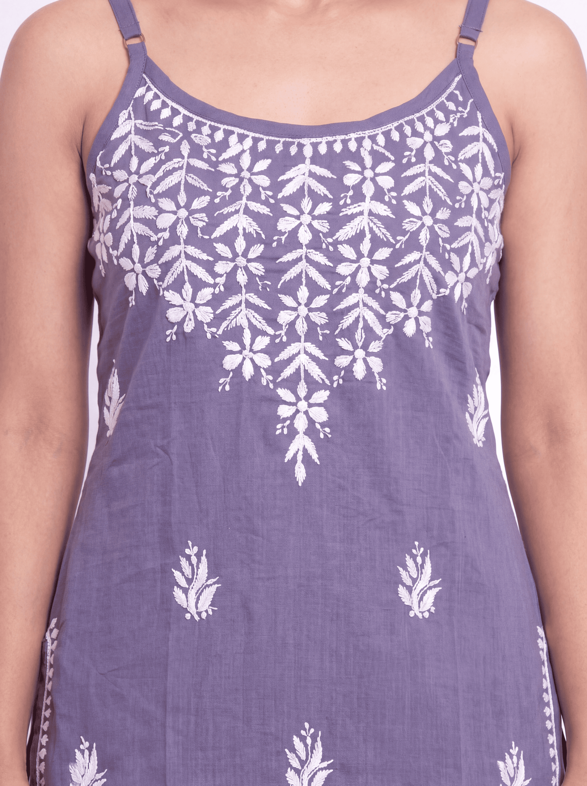 AAVYA Rayon Noodels strap Chikankari Kurti