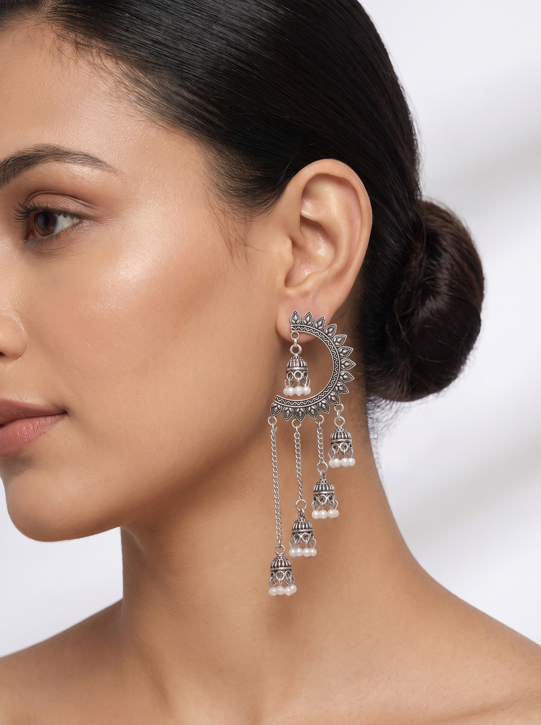 OXIDISED STATEMENT EARRINGS (Pack of 2)