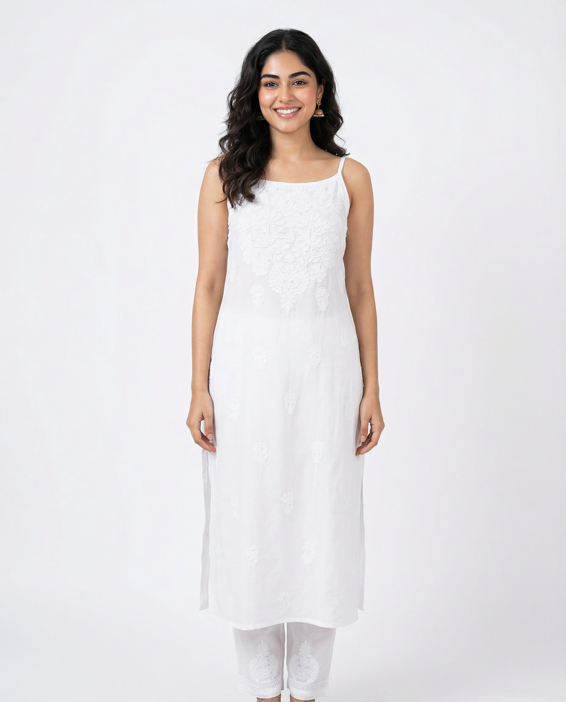 Anaya - Sleevless Modal Handcrafted Chikankari Kurti