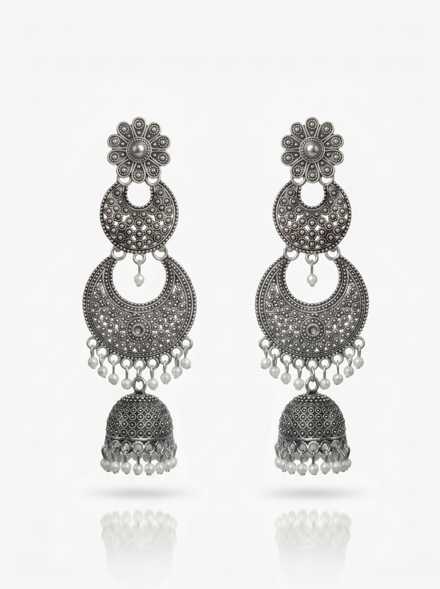 OXIDISED STATEMENT EARRINGS (Pack of 2)