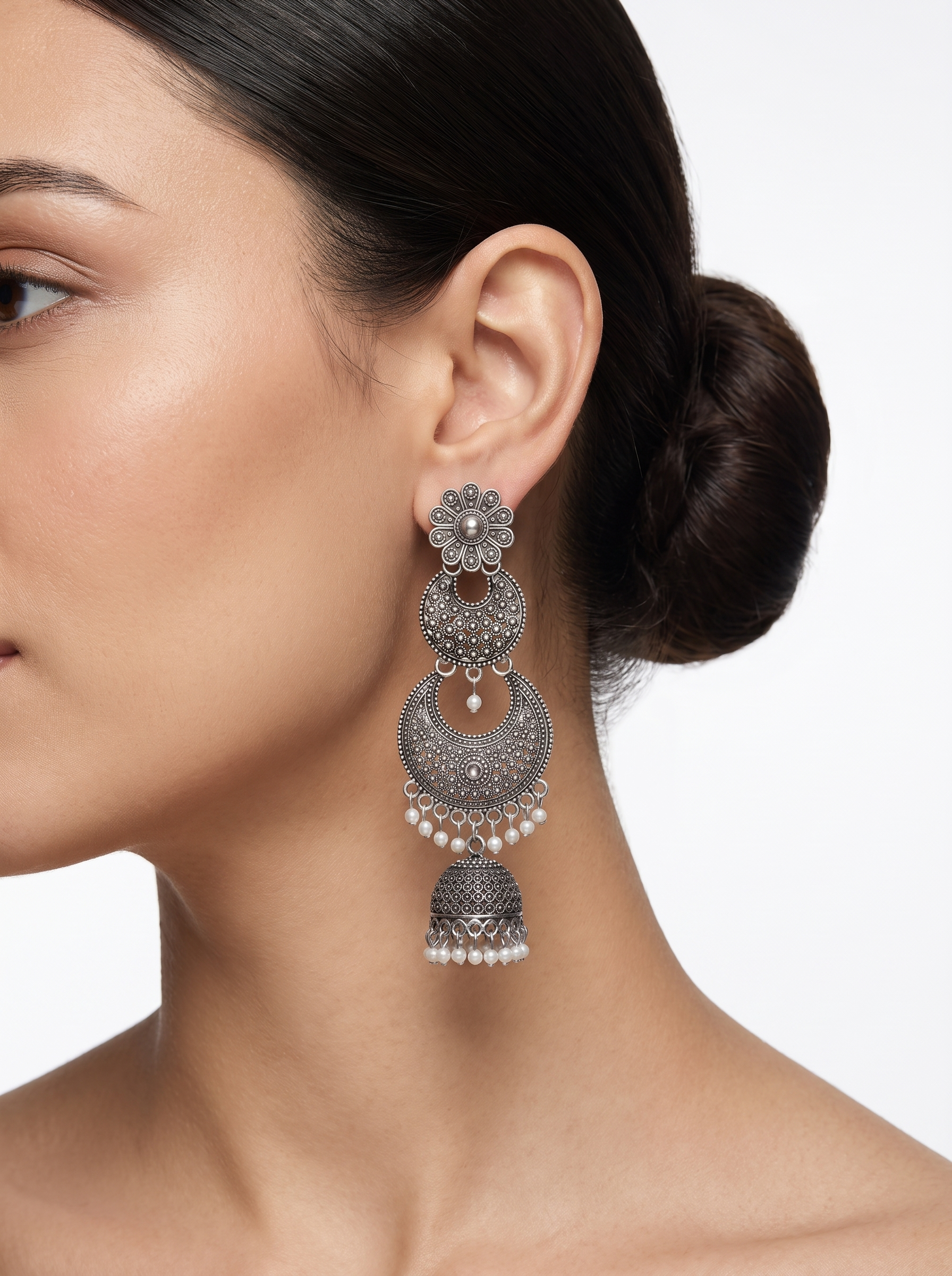 OXIDISED STATEMENT EARRINGS (Pack of 2)