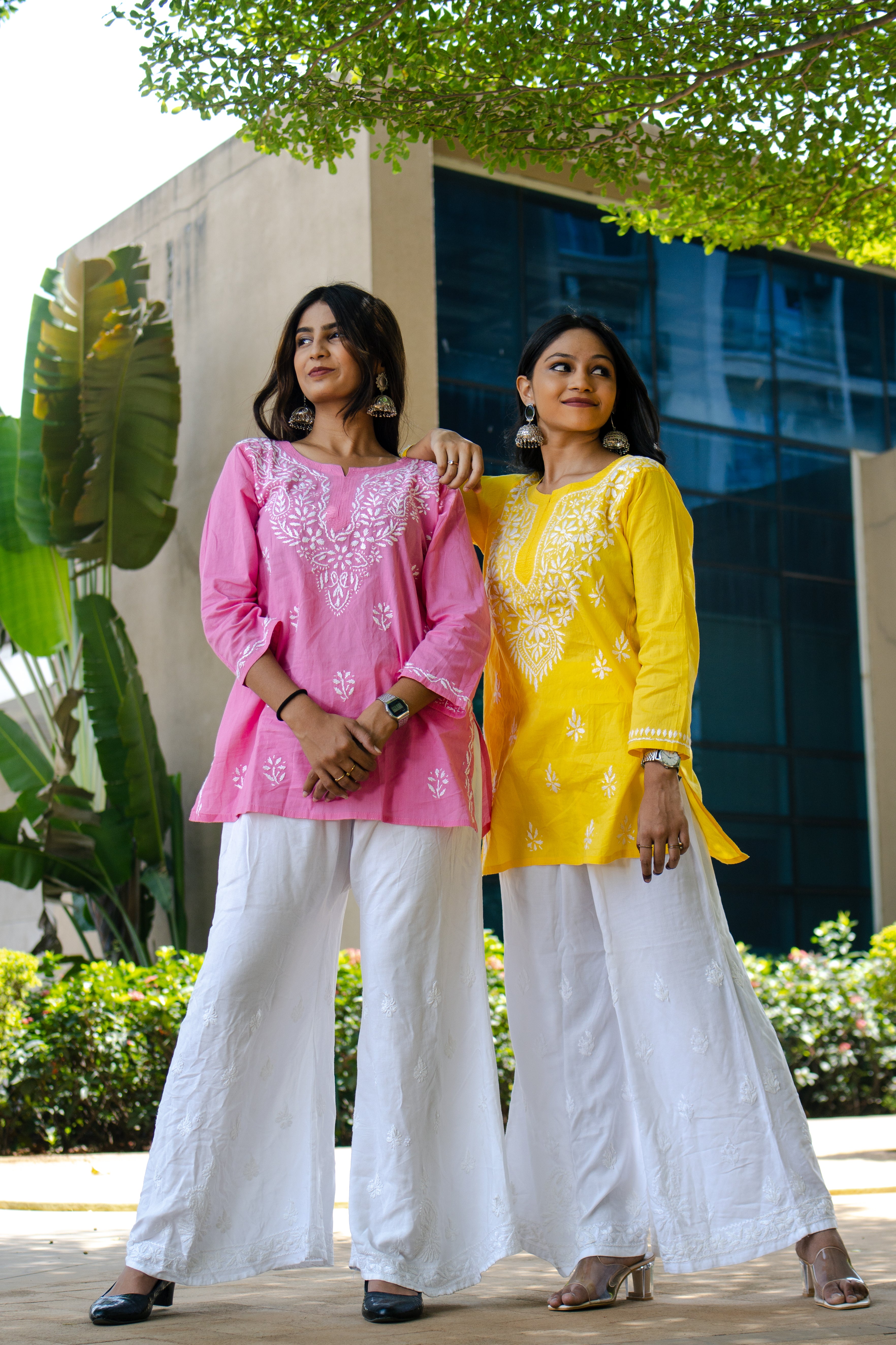 Saaj Hand embroidered Cotton Chinkankari Kurti (combo offer)