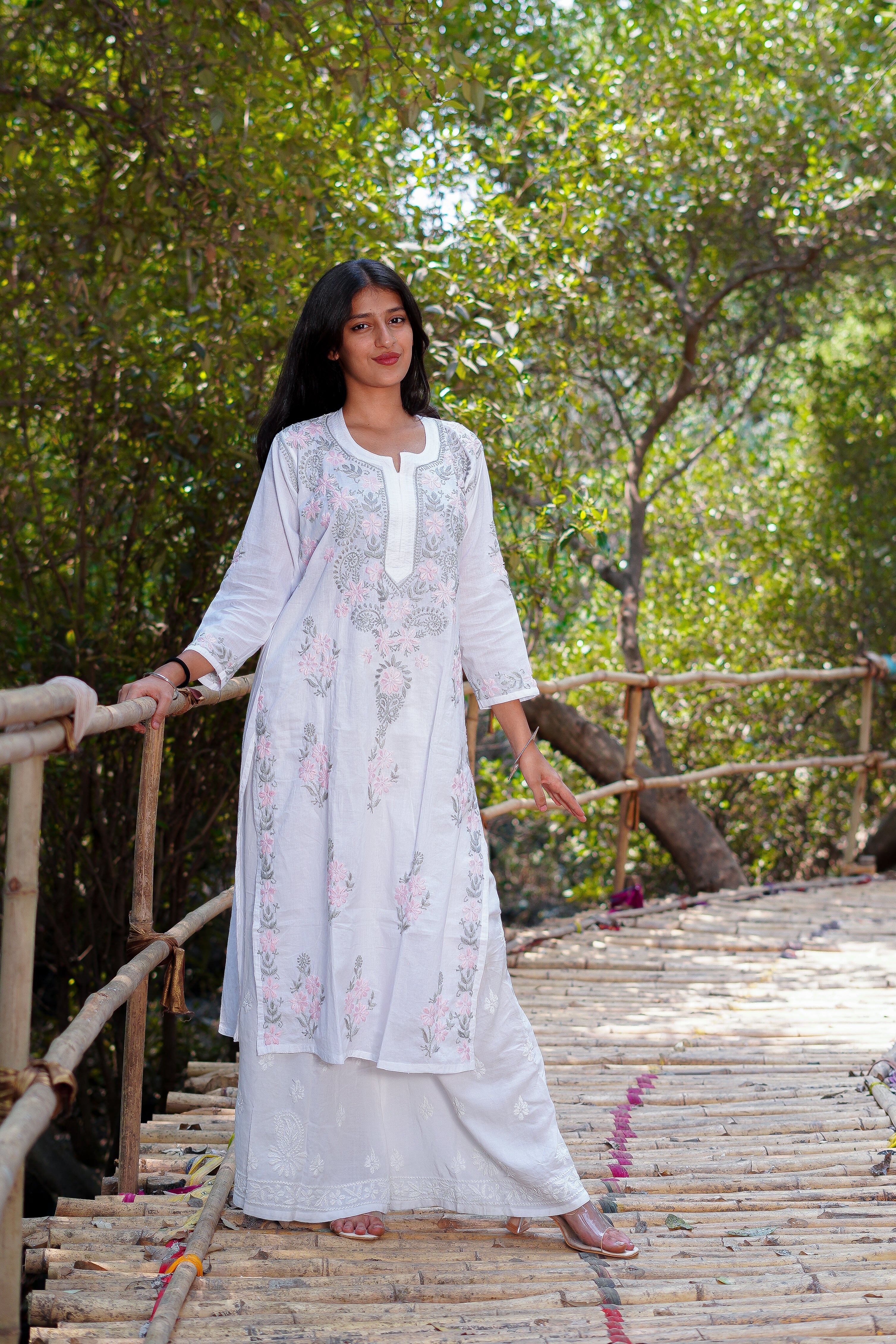 Sehar Handcrafted Mul Straight Chikankari Kurti