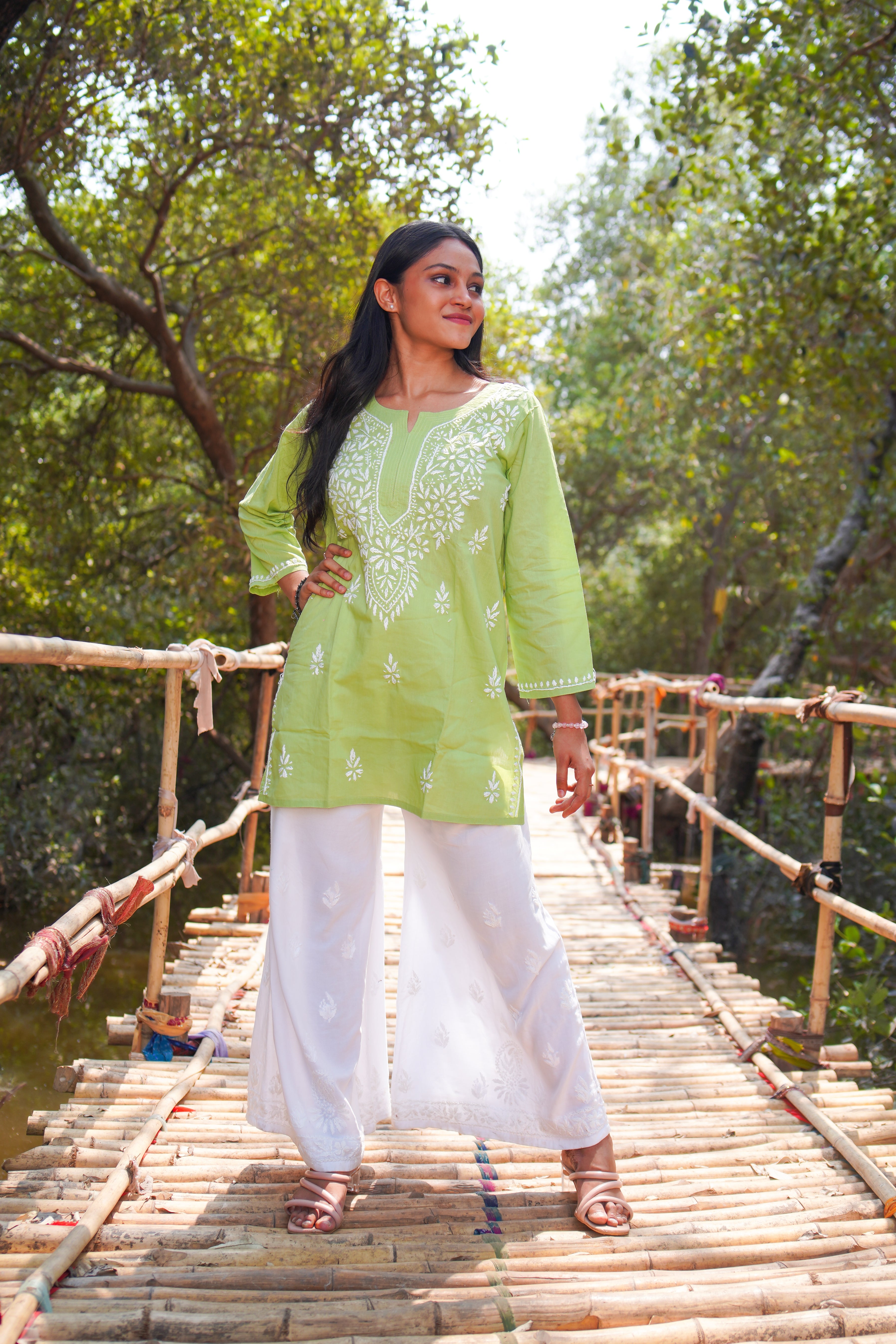 Saaj Hand embroidered Cotton Chinkankari Kurti (combo offer)