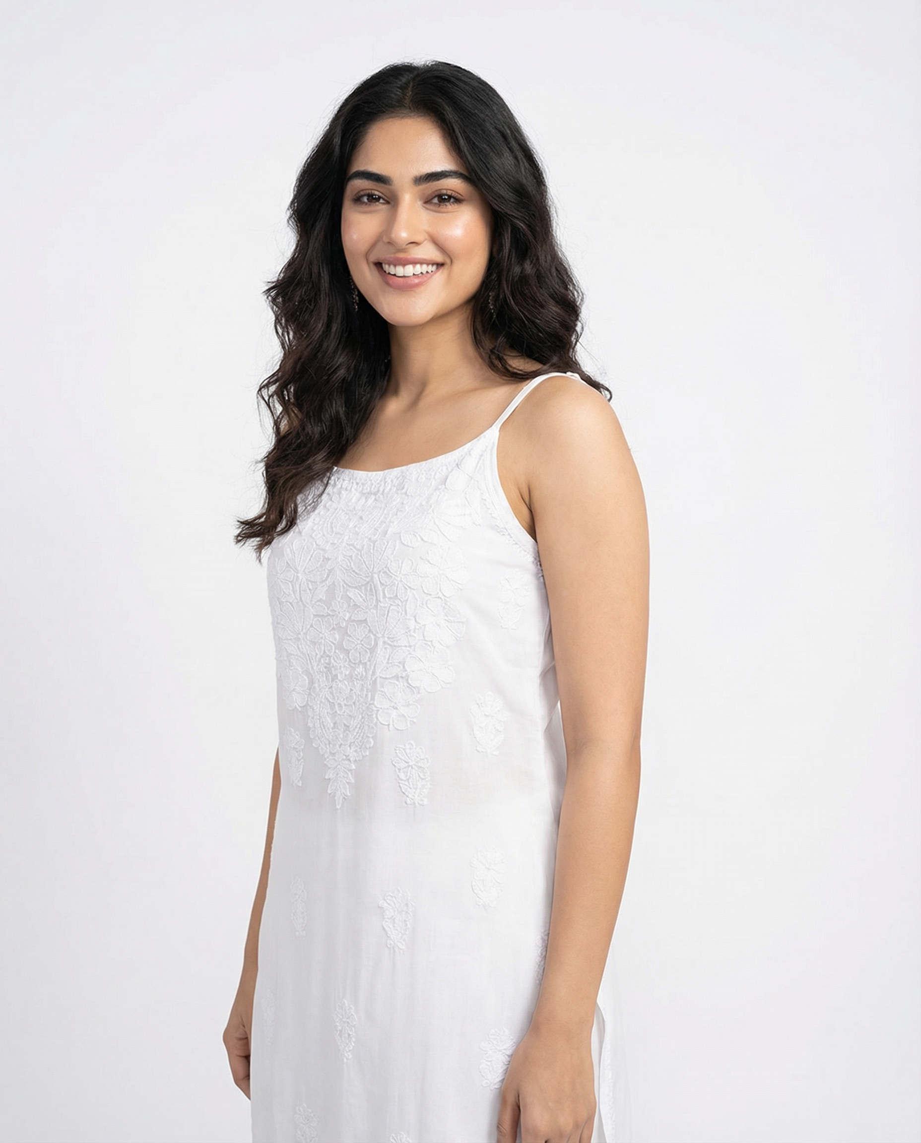 Anaya - Sleevless Modal Handcrafted Chikankari Kurti
