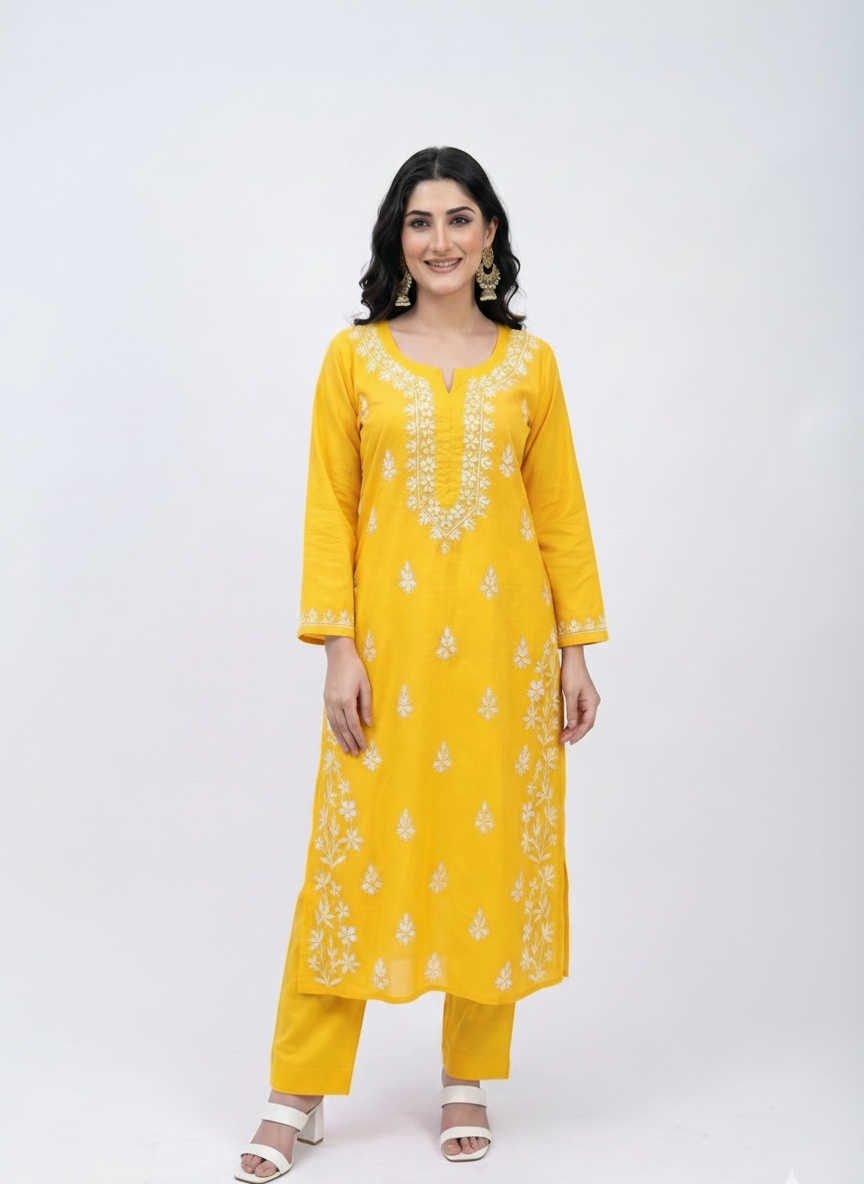 Sara Cotton Chikankari Kurti Set (Combo Offer)