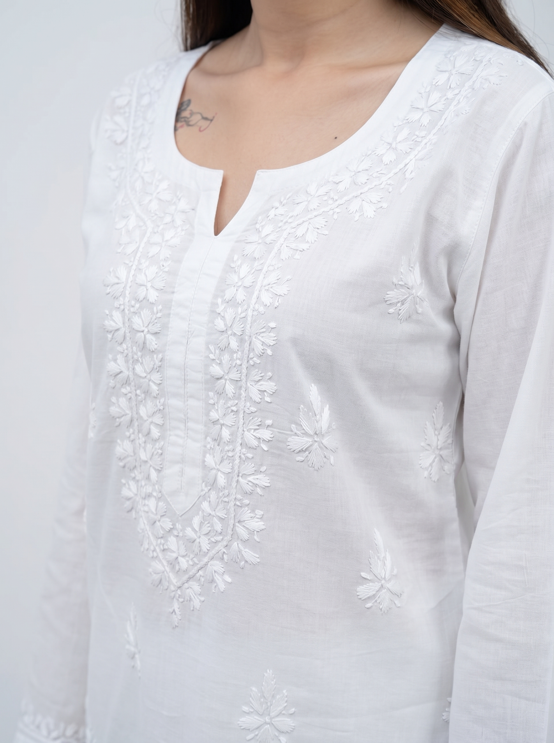 Premium White Chikankari Kurti set