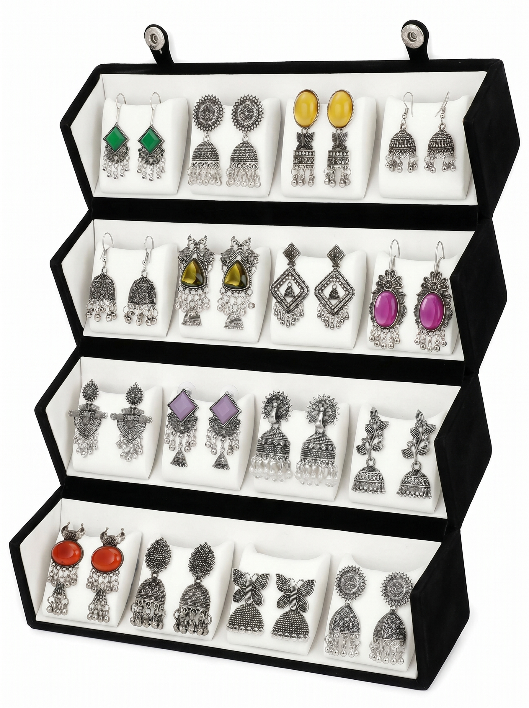 Rang Mahal Collection : Set of 16 Oxidize Earring