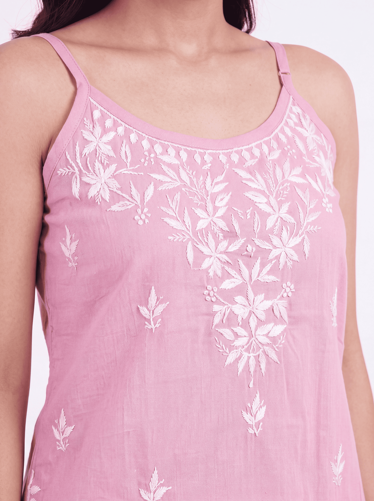 MYRA Rayon Noodels strap Chikankari Kurti