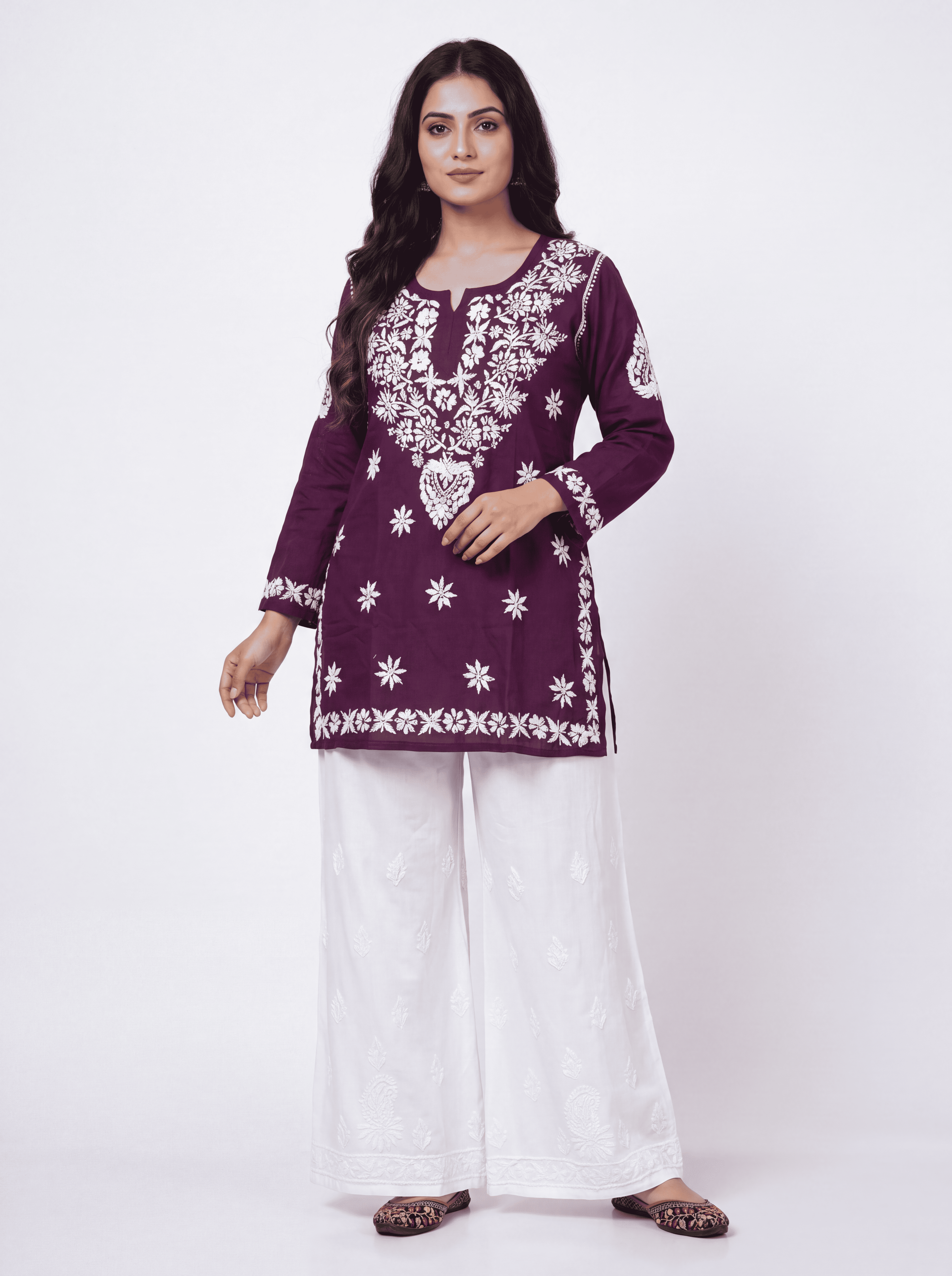 NUSH Rayon Chikankari Kurti