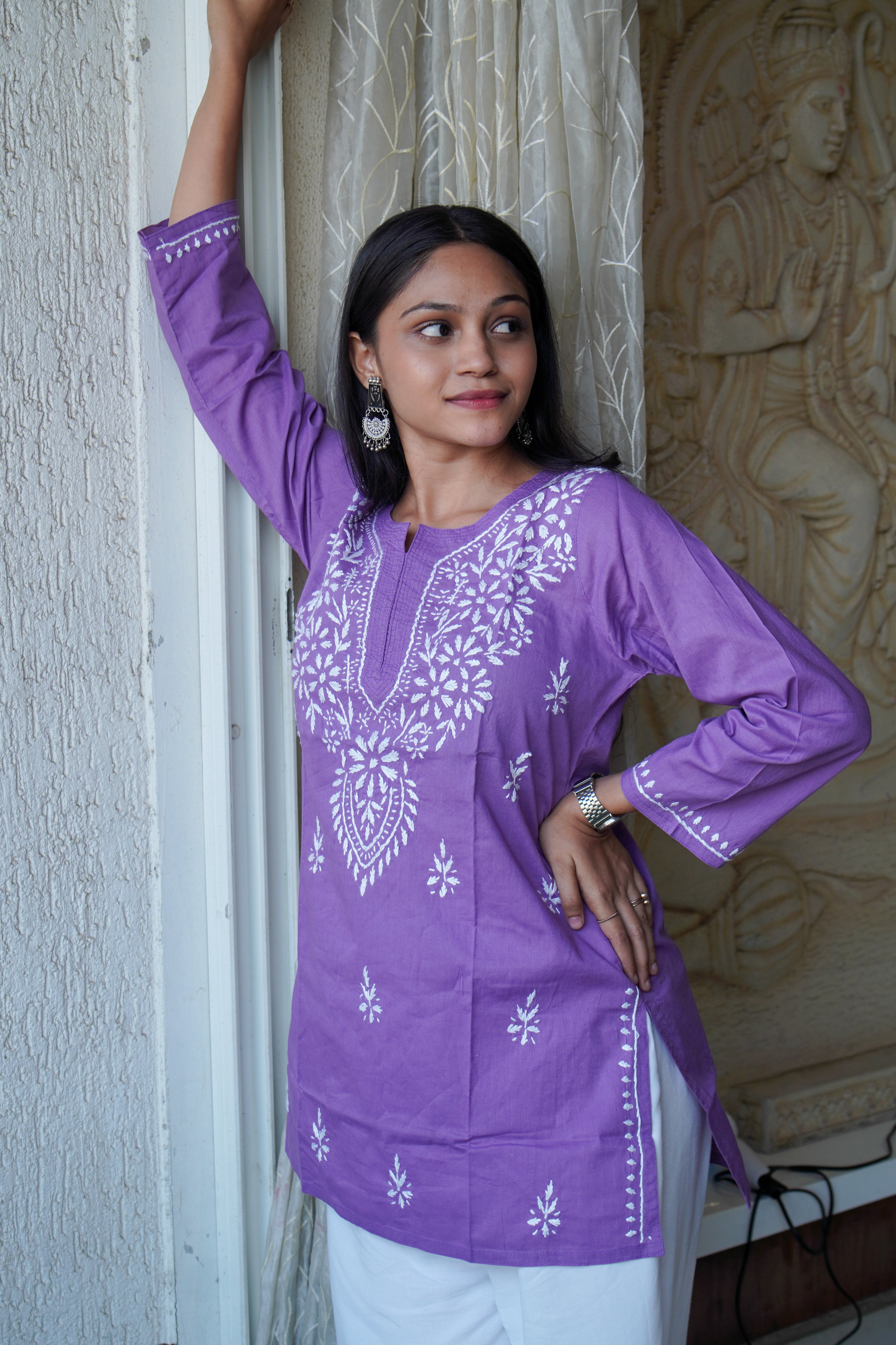 Saaj Hand embroidered Cotton Chinkankari Kurti (combo offer)