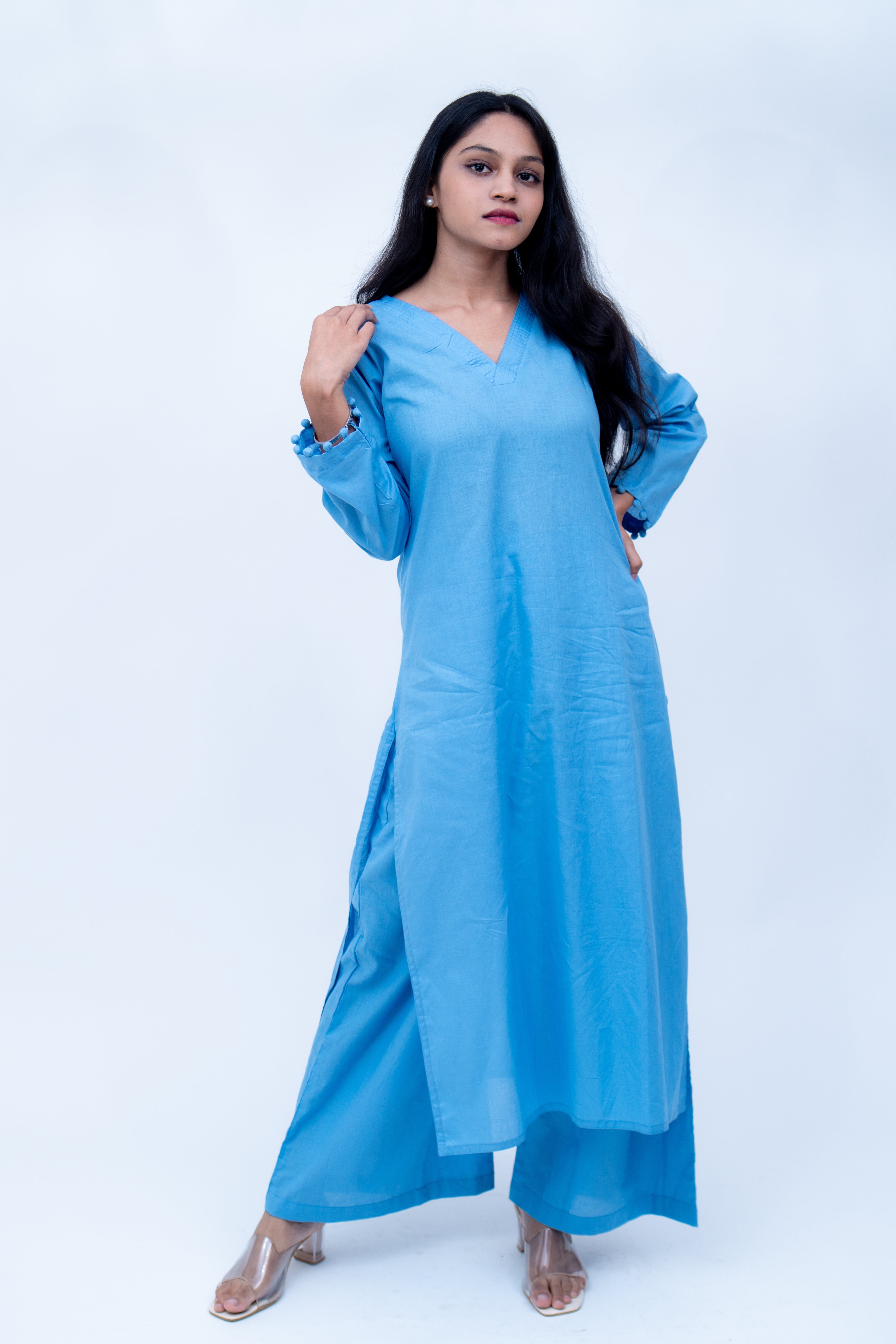 Nysa V-neck blue set