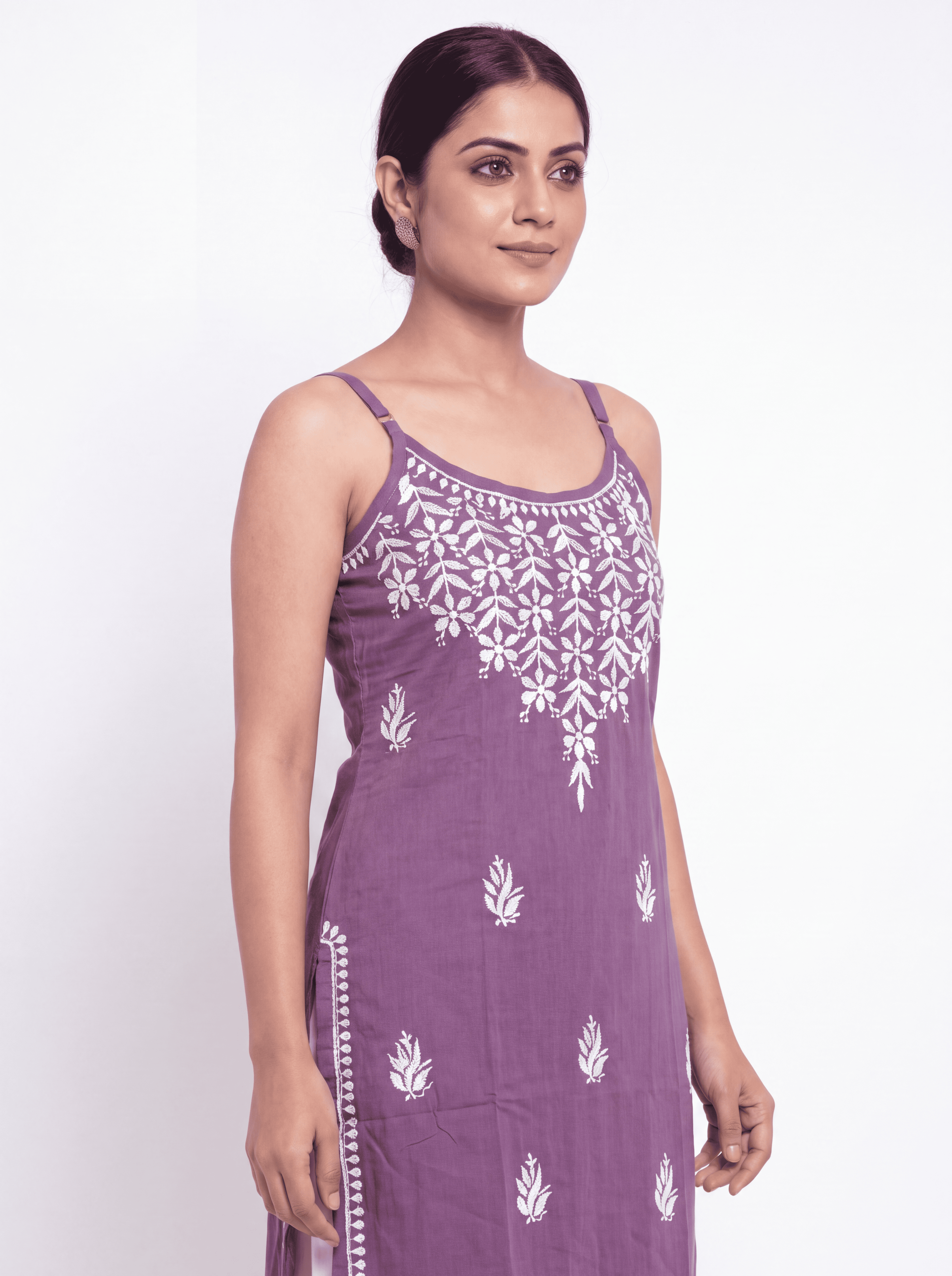 AAVYA Rayon Noodels strap Chikankari Kurti