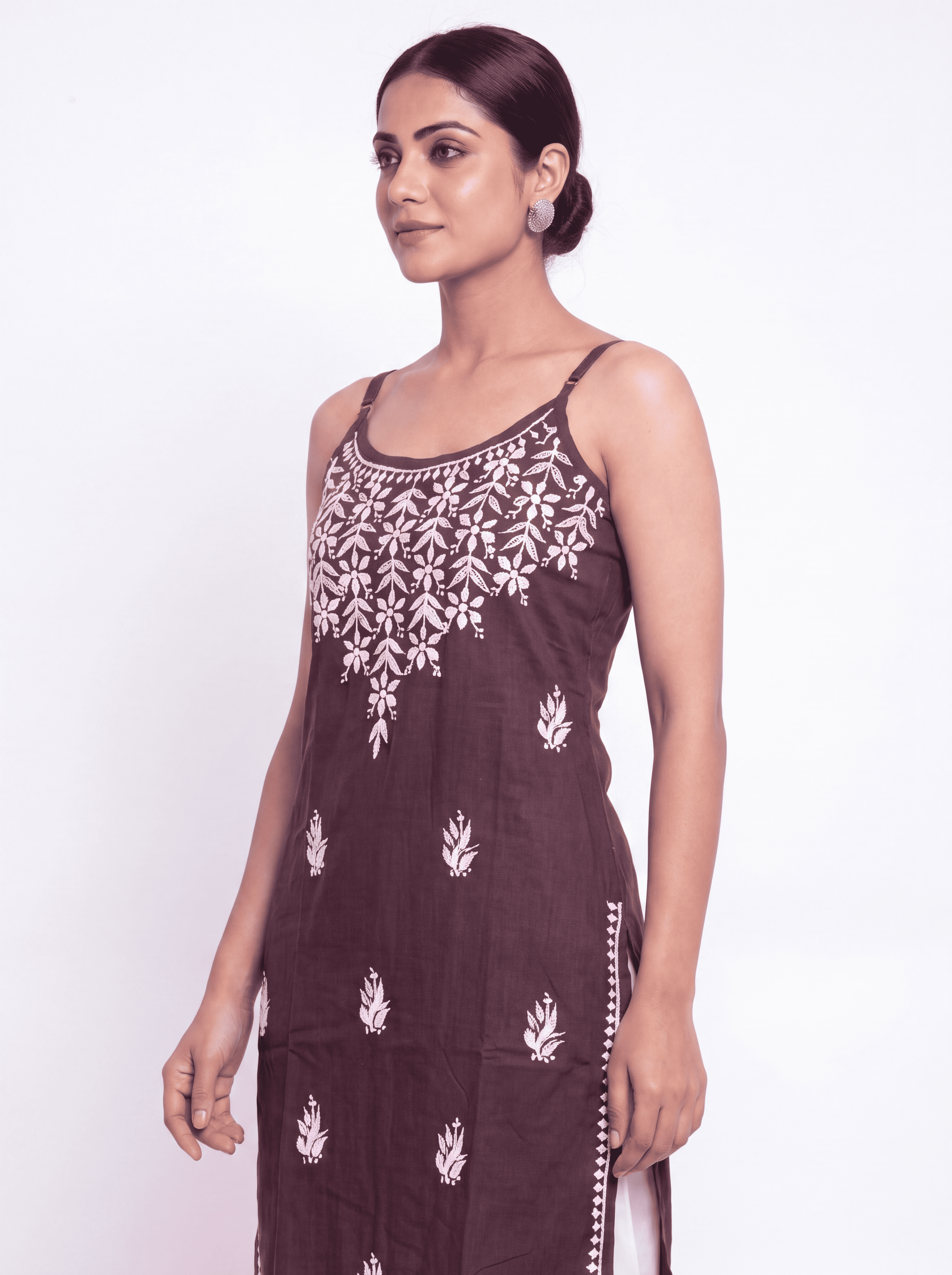 AAVYA Rayon Noodels strap Chikankari Kurti