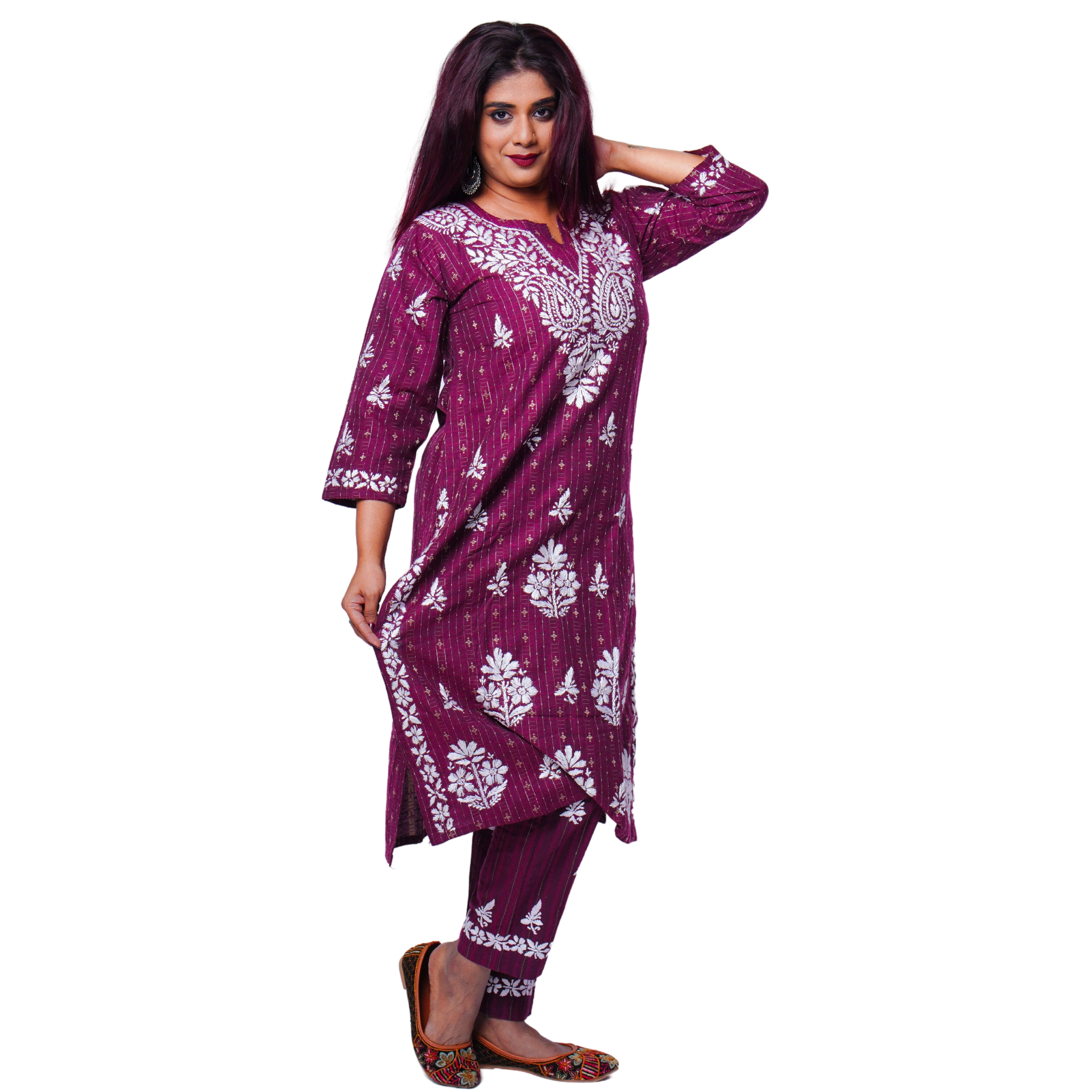 Amara Cotton Chikankari Kurti & Palazzo Set