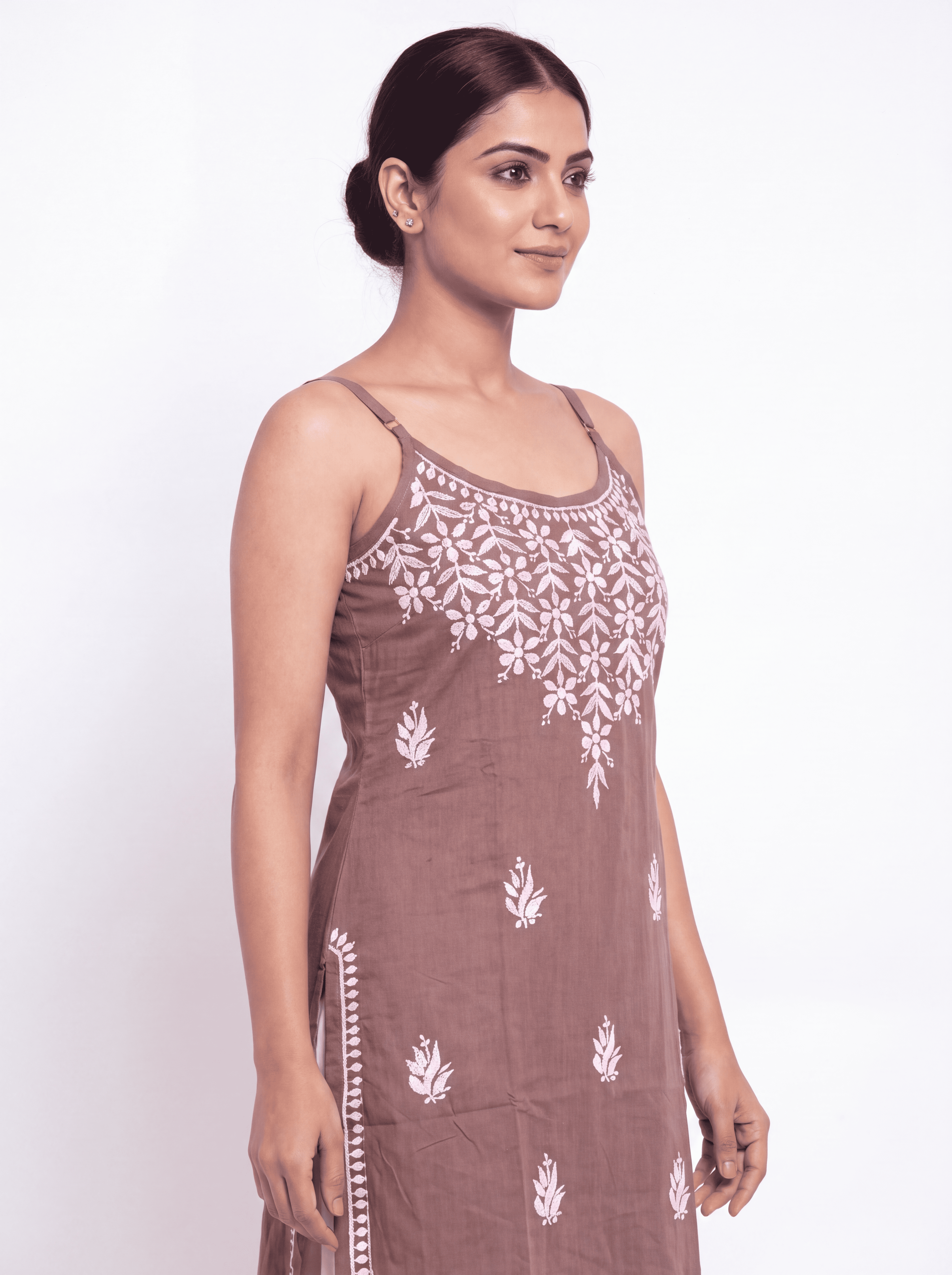 AAVYA Rayon Noodels strap Chikankari Kurti
