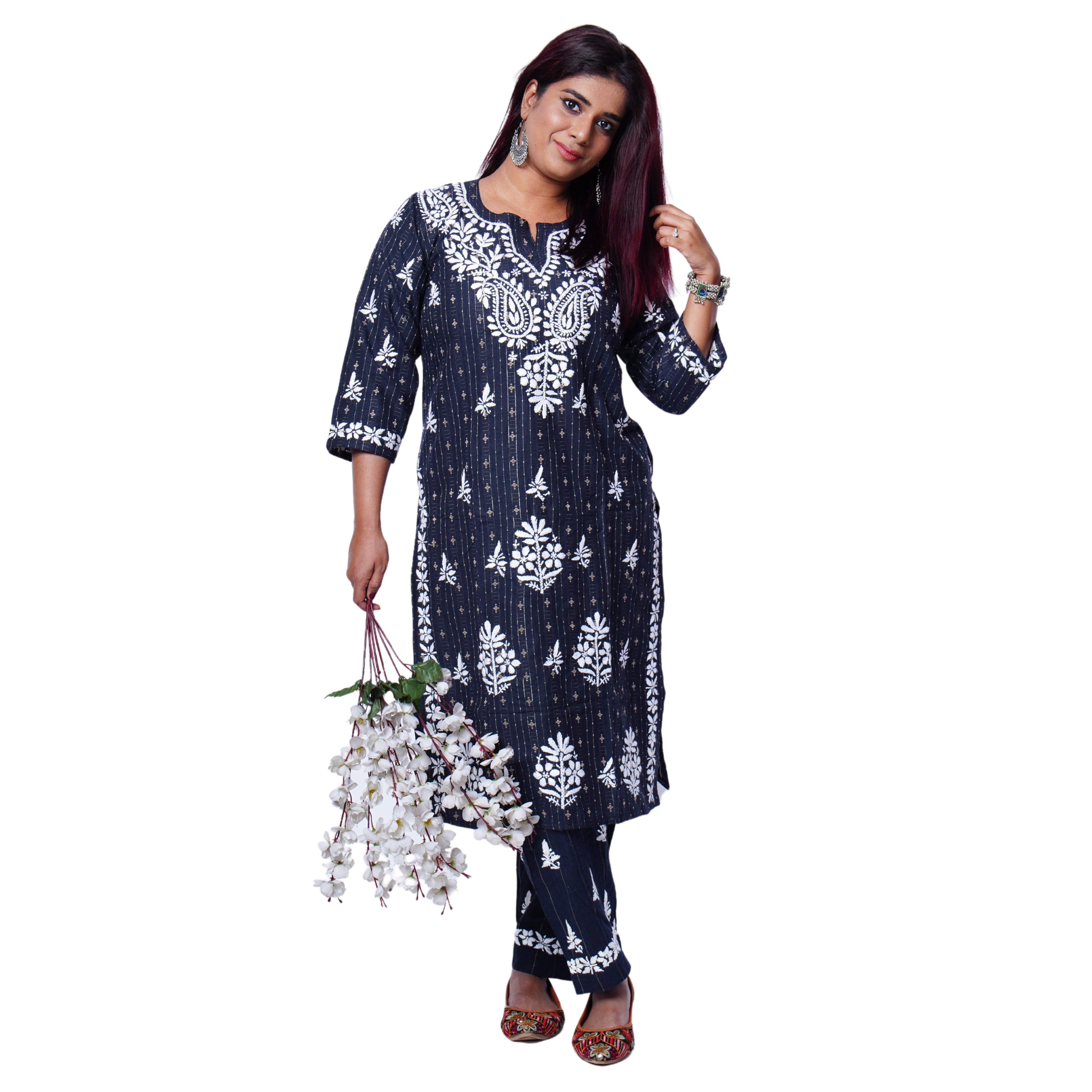 Amara Cotton Chikankari Kurti & Palazzo Set