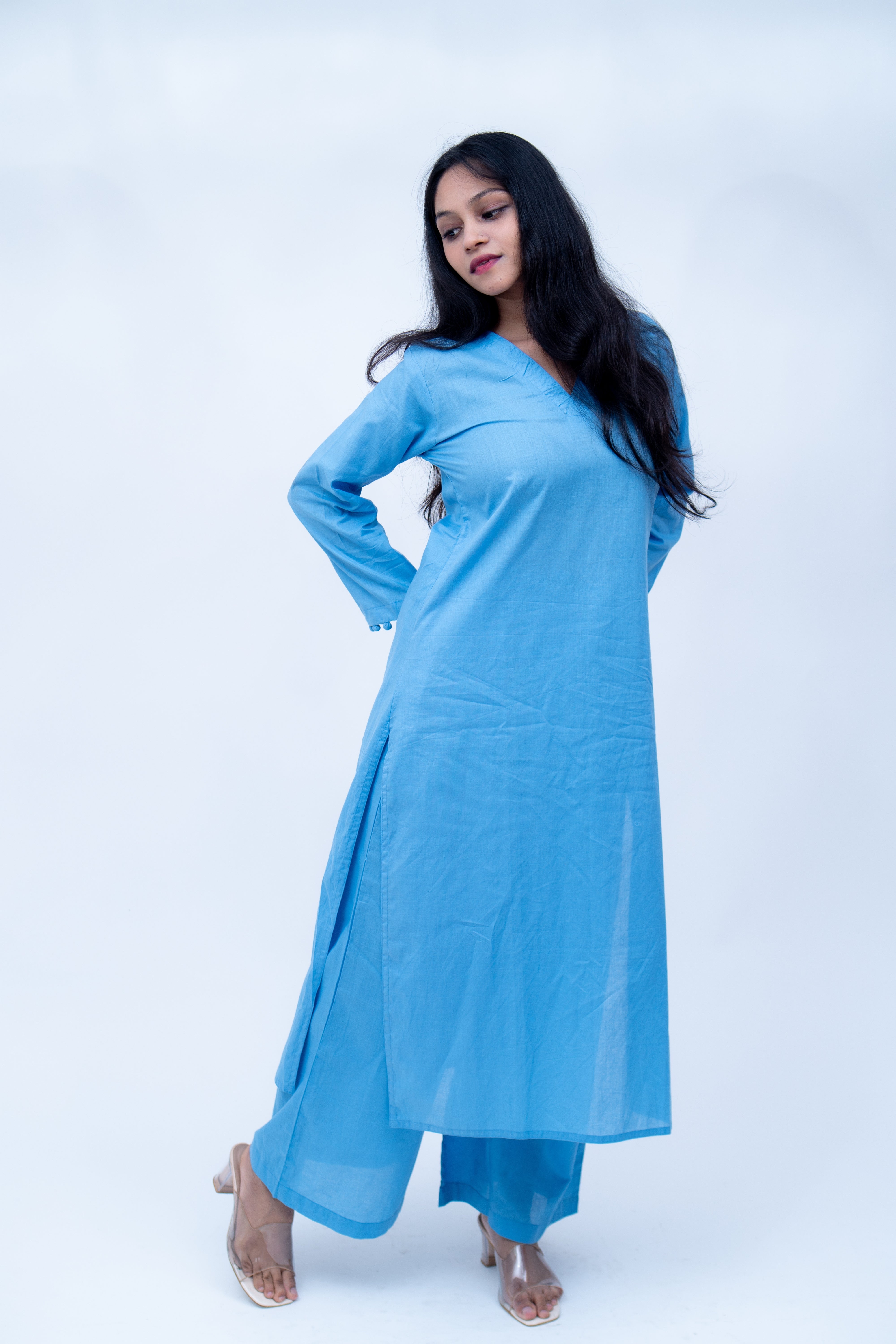 Nysa V-neck blue set