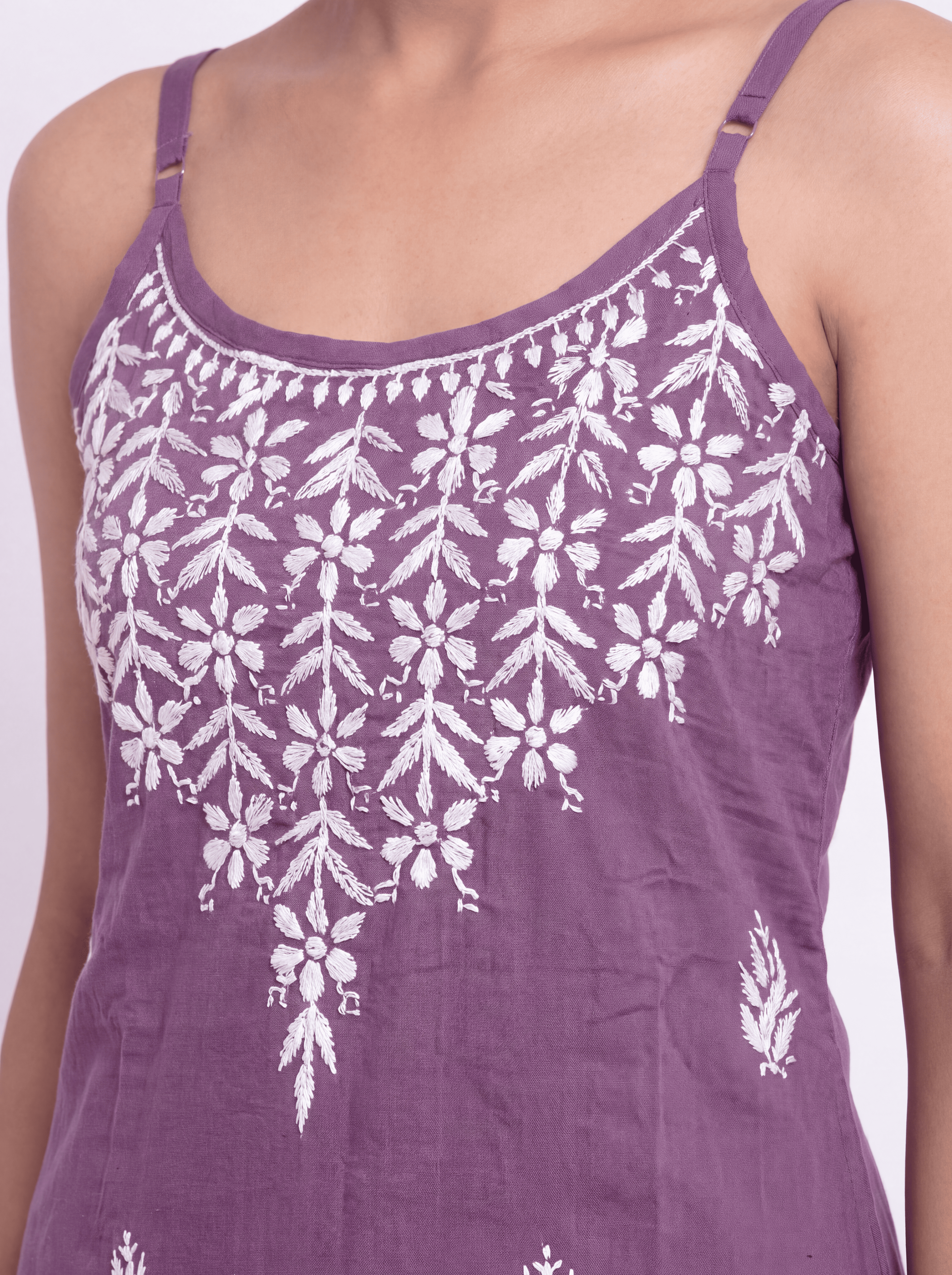 AAVYA Rayon Noodels strap Chikankari Kurti