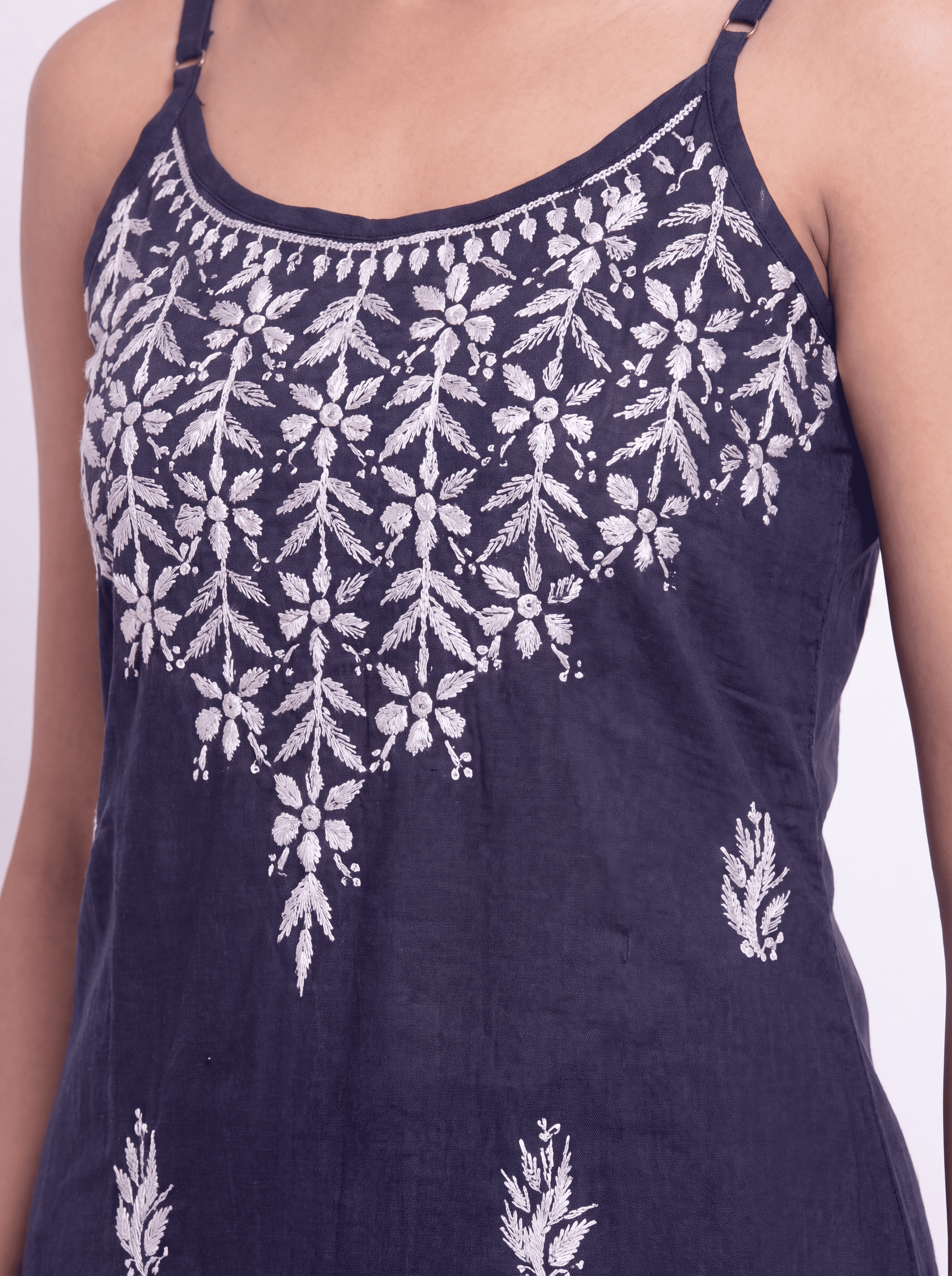 AAVYA Rayon Noodels strap Chikankari Kurti