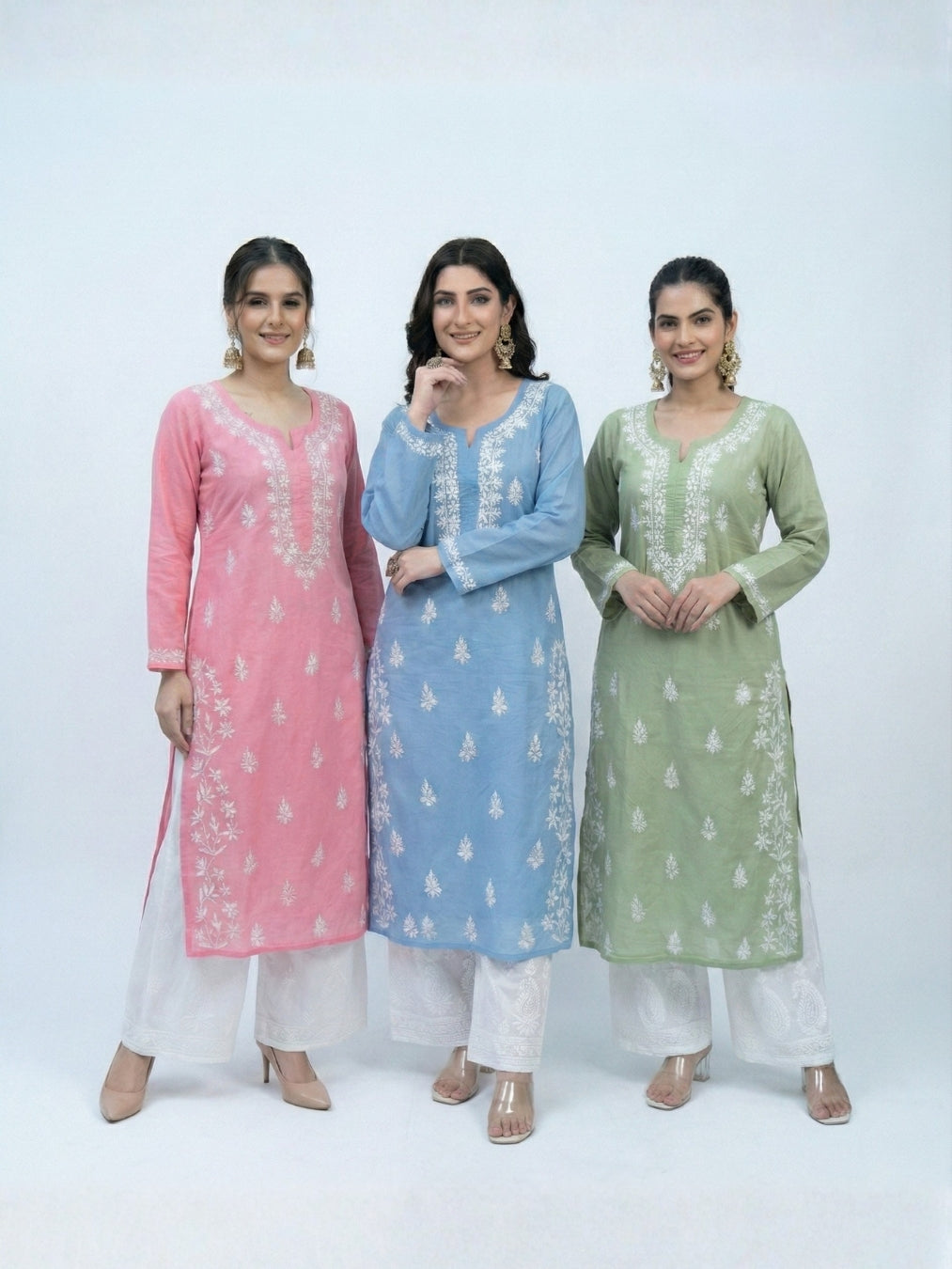 (3 Combo Offer) Sara Cotton Chikankari Kurti