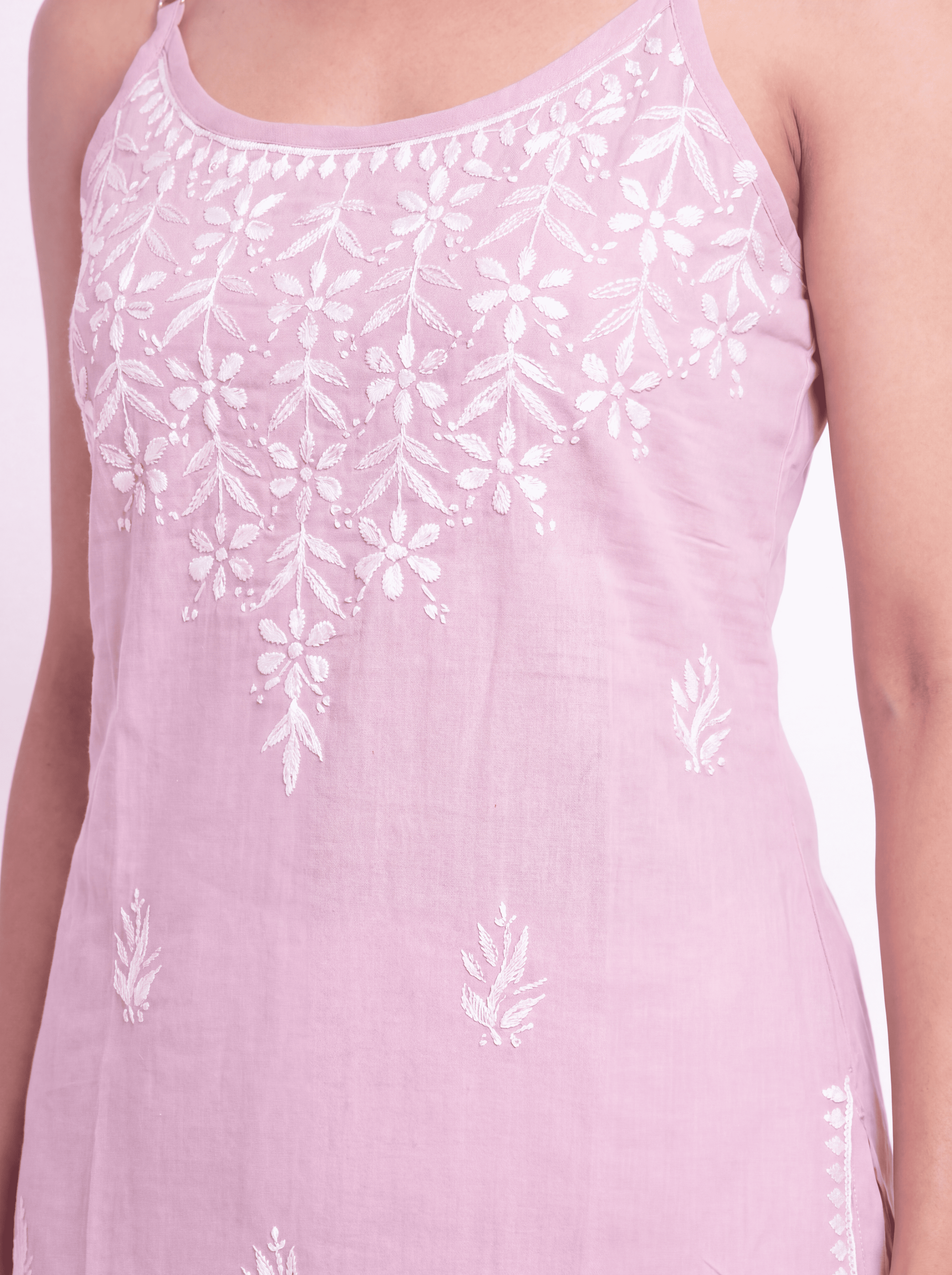 AAVYA Rayon Noodels strap Chikankari Kurti