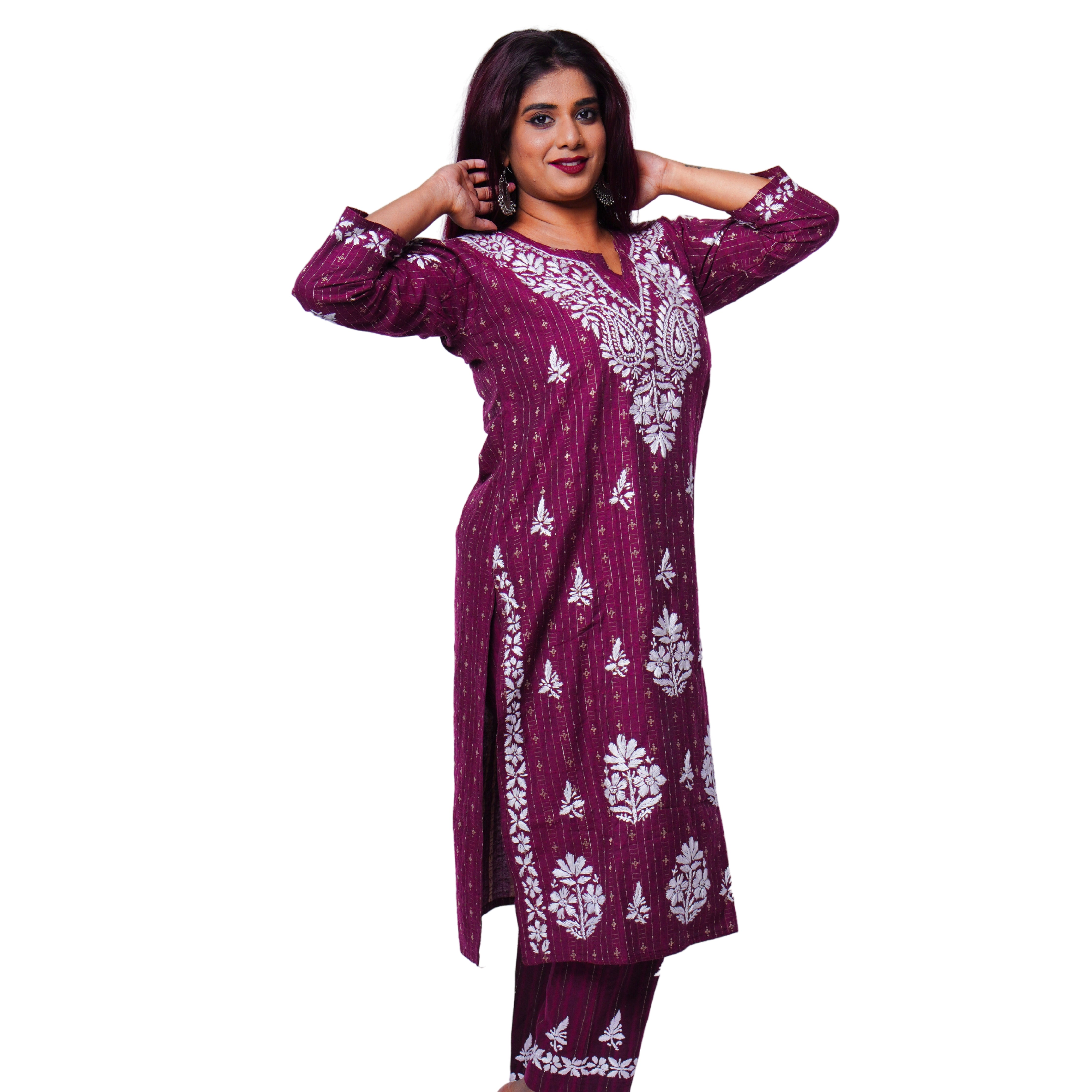 Amara Cotton Chikankari Kurti & Palazzo Set