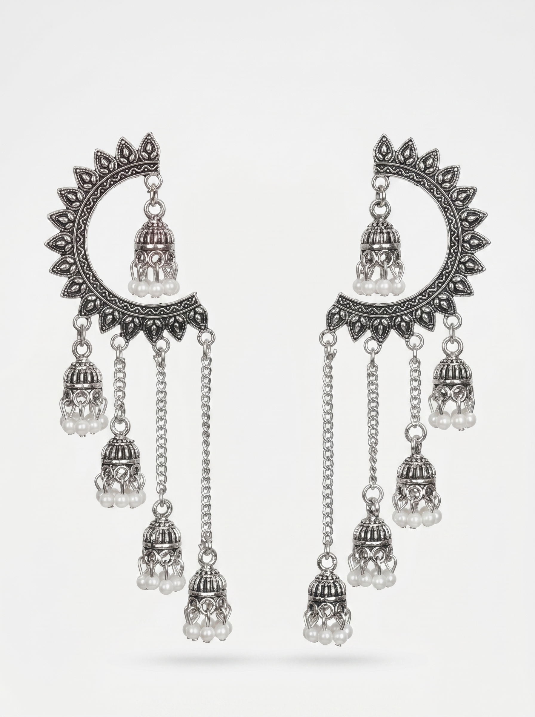 OXIDISED STATEMENT EARRINGS (Pack of 2)