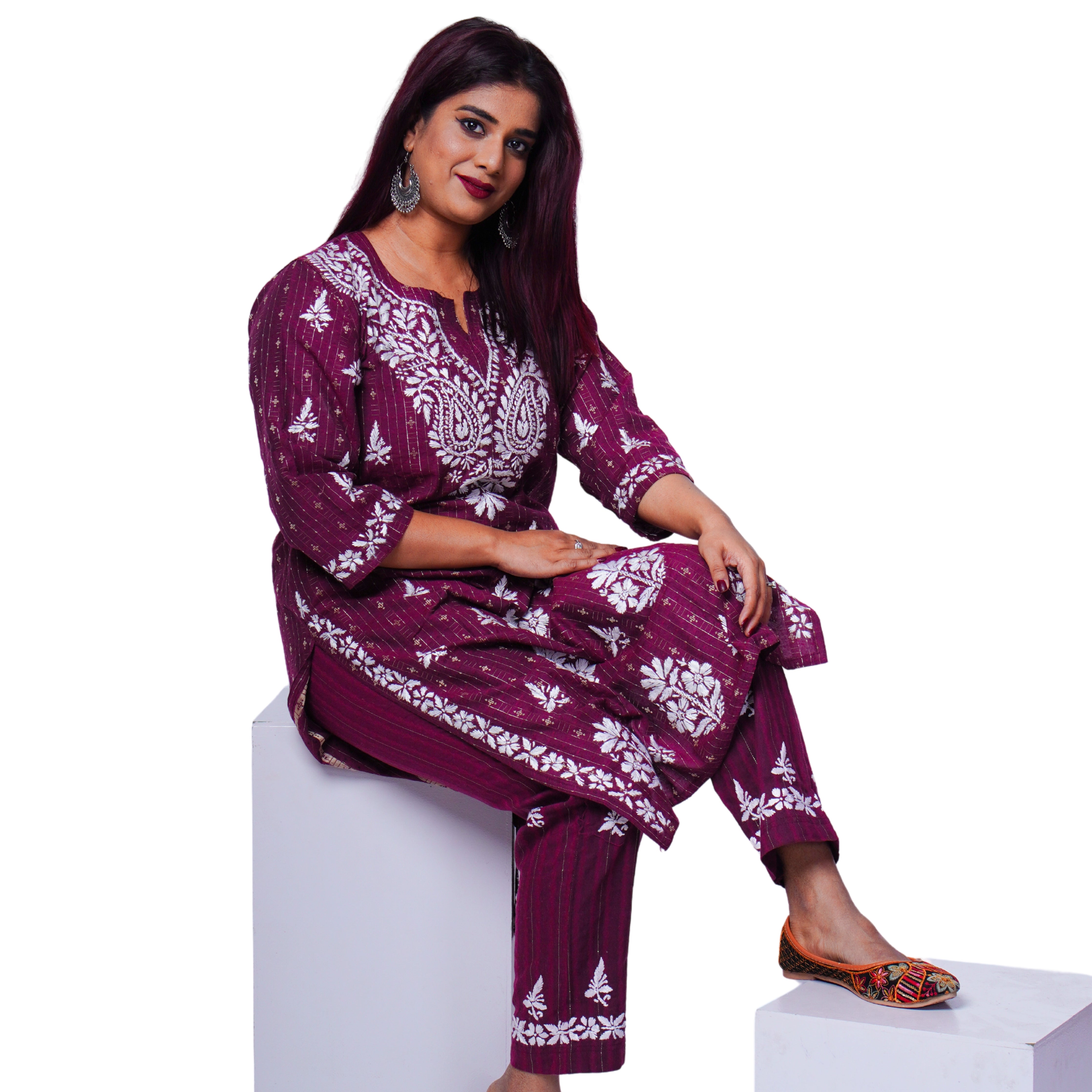 Amara Cotton Chikankari Kurti & Palazzo Set