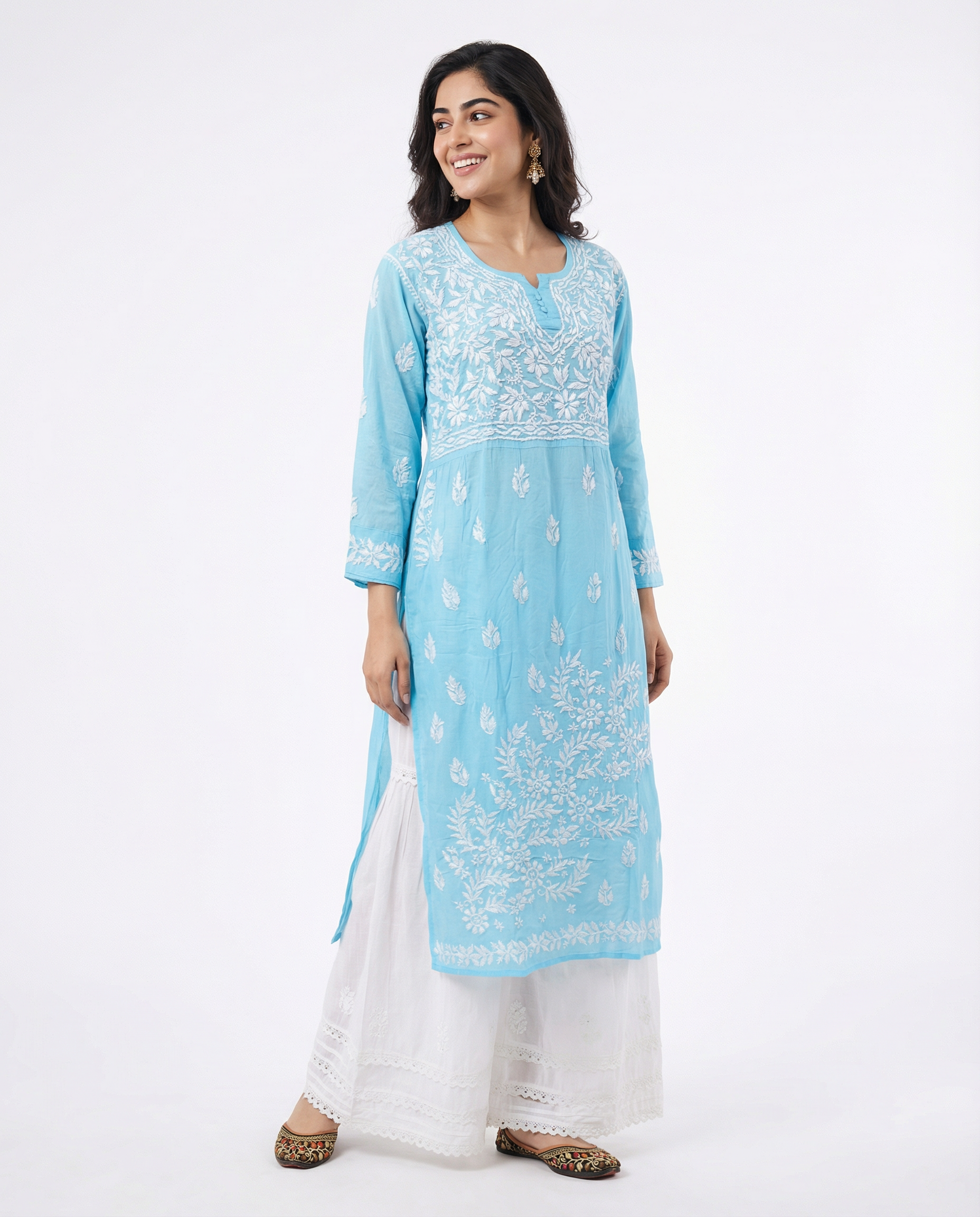 Vasudha - Modal Handcrafted Chikankari Kurti