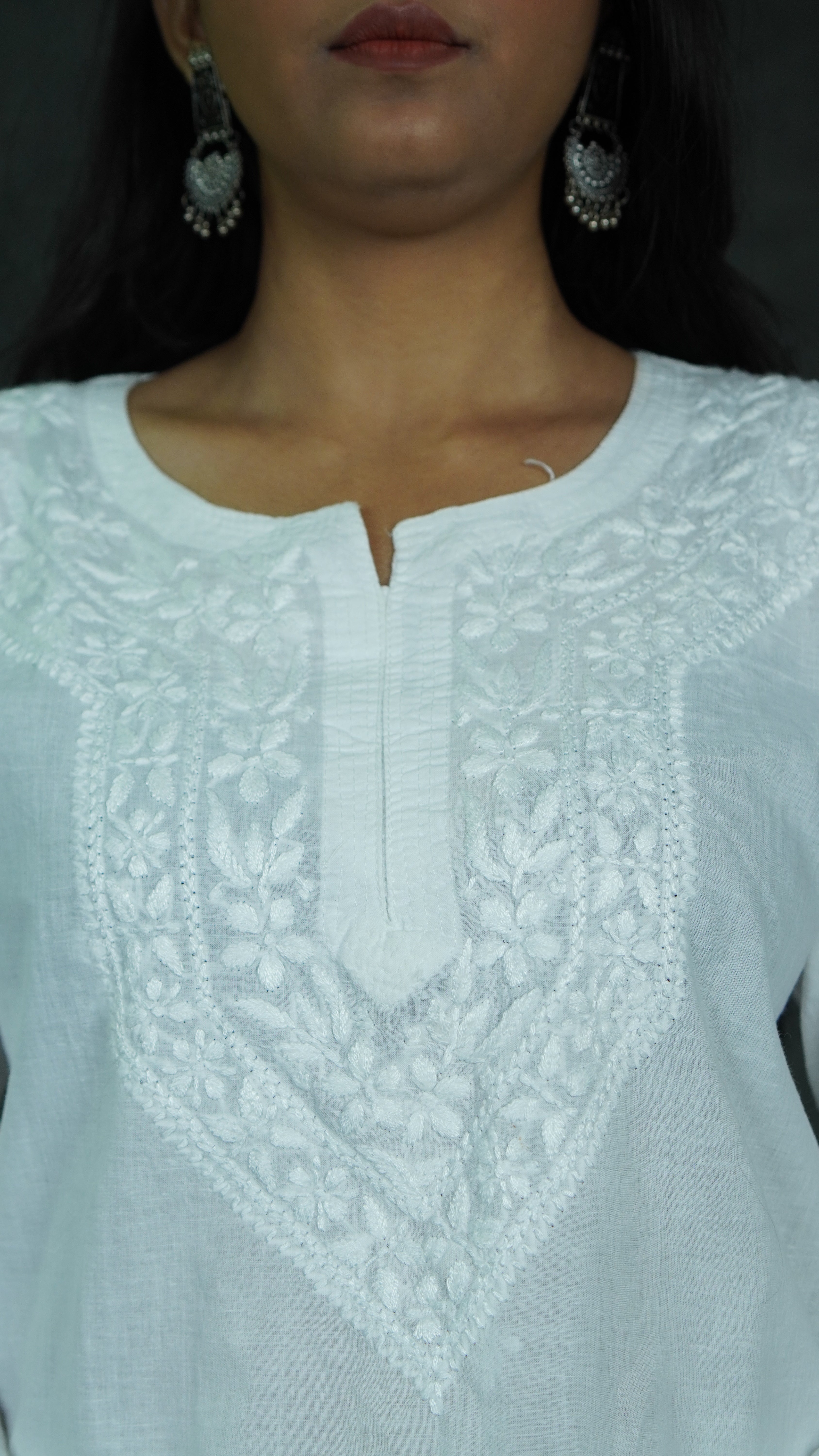 White Short premium Cotton Chikankari Kurti