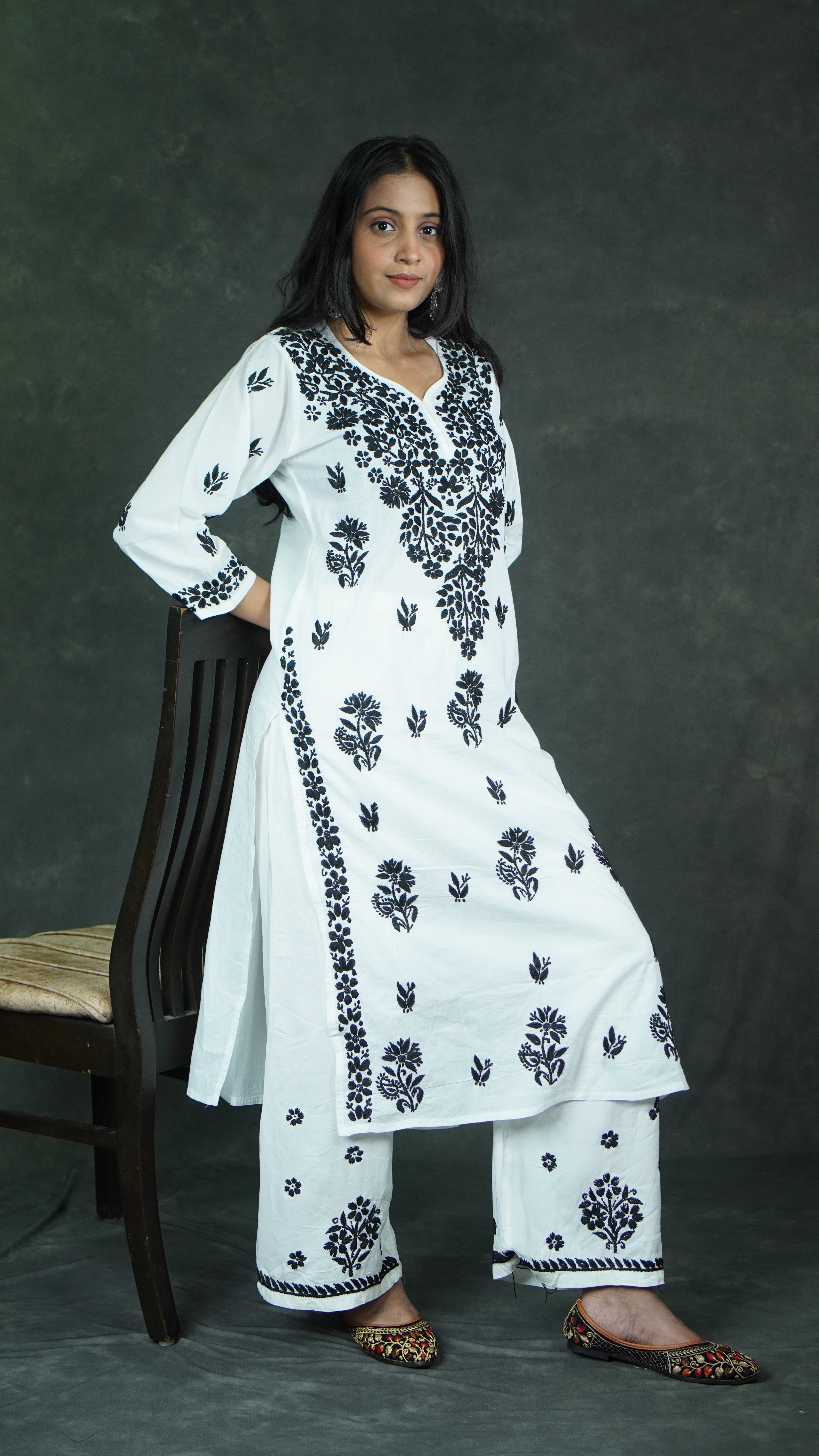 Shibra Cotton Kurti & Pant Chikankari Set