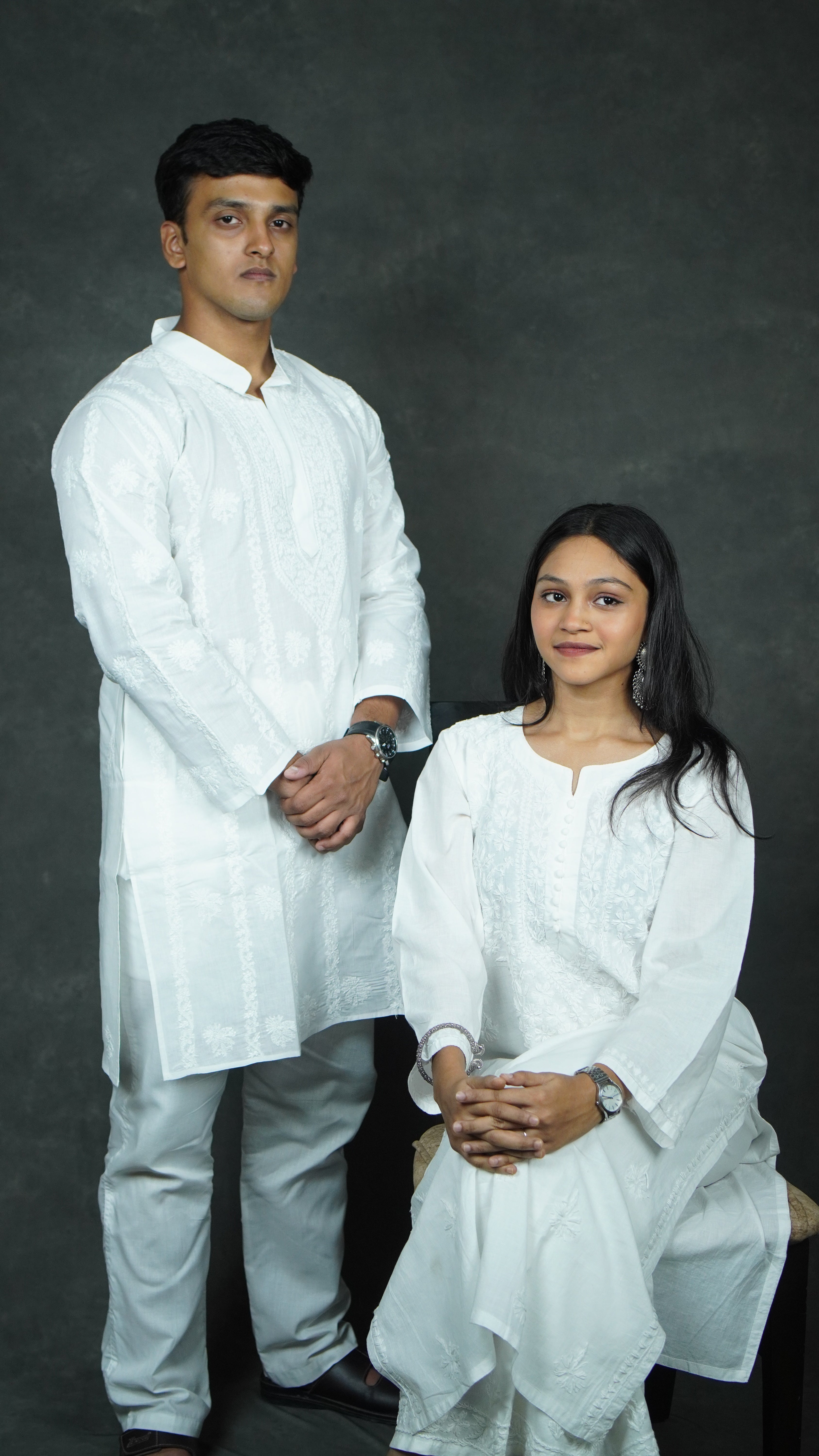 mens white handcrafted chikankari Kurti