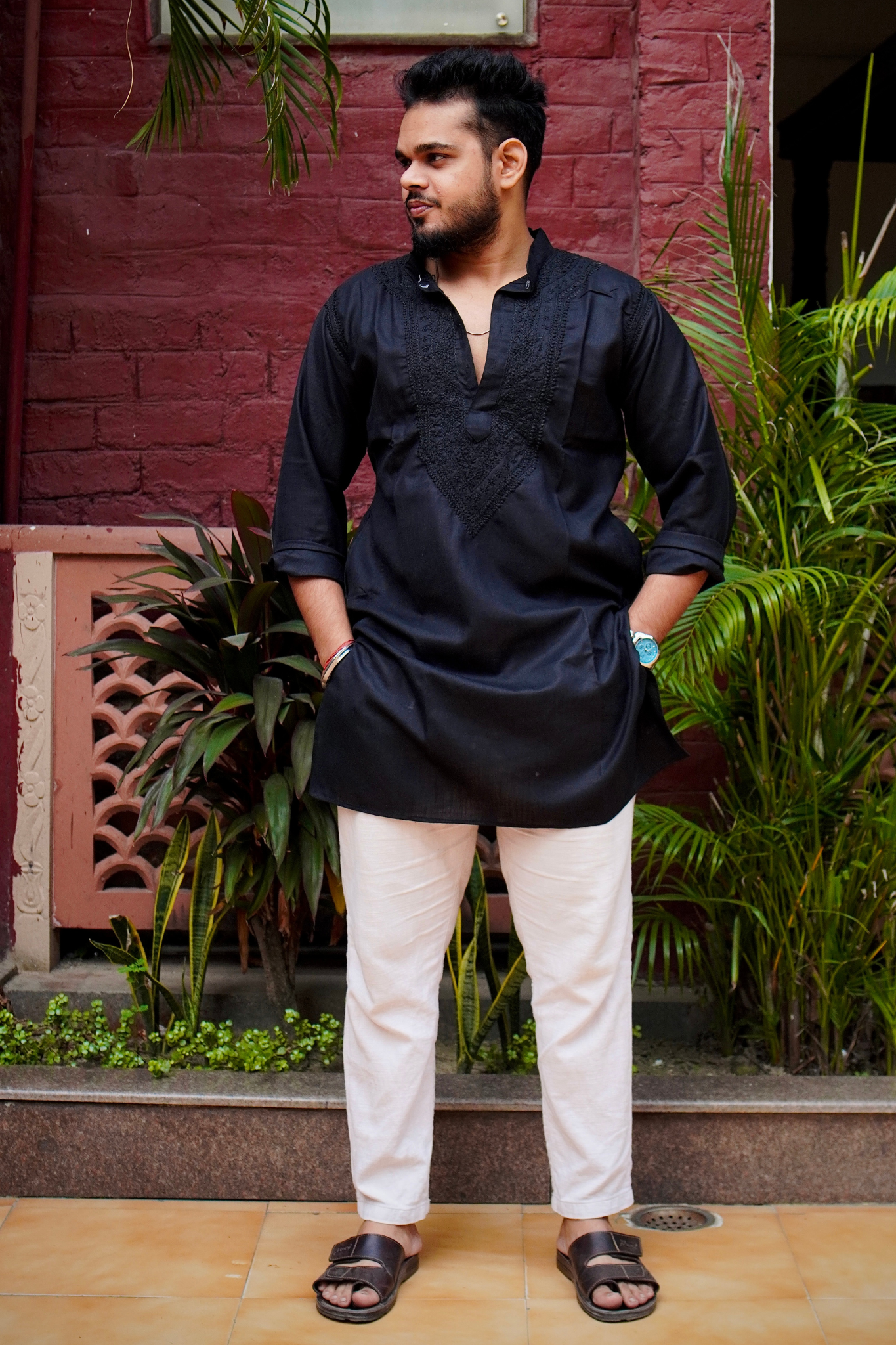 Men's Lucknowi Hand Embroidered Cotton Chikankari Kurta