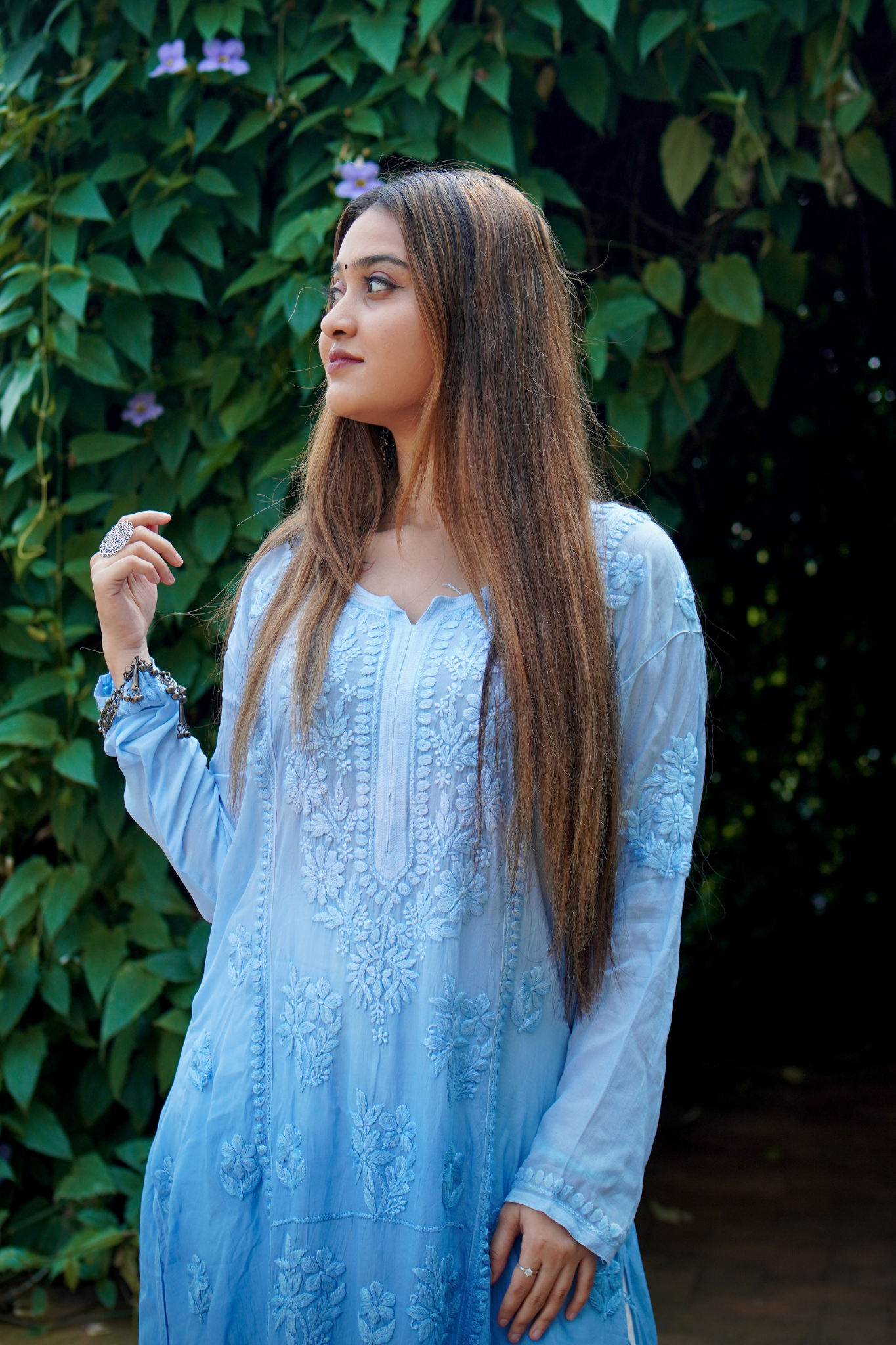 Noor Muslin Straight Chikankari Kurti