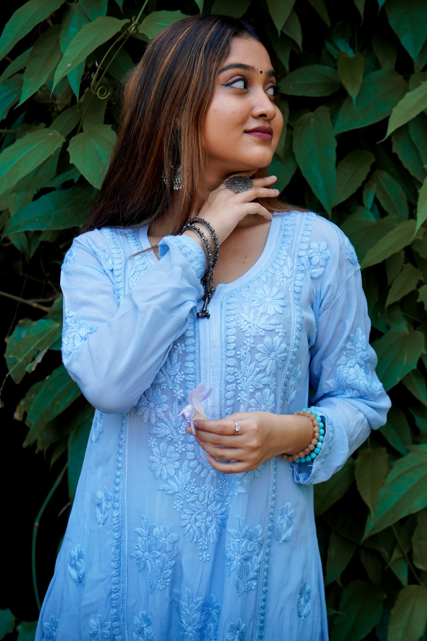 Noor Muslin Straight Chikankari Kurti