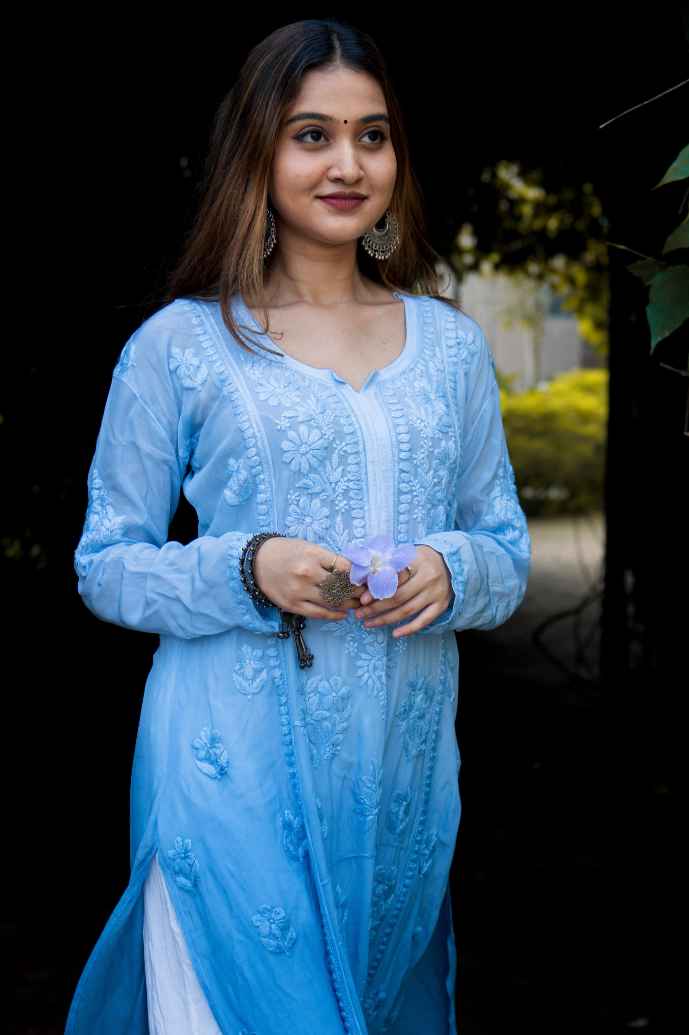 Noor Muslin Straight Chikankari Kurti