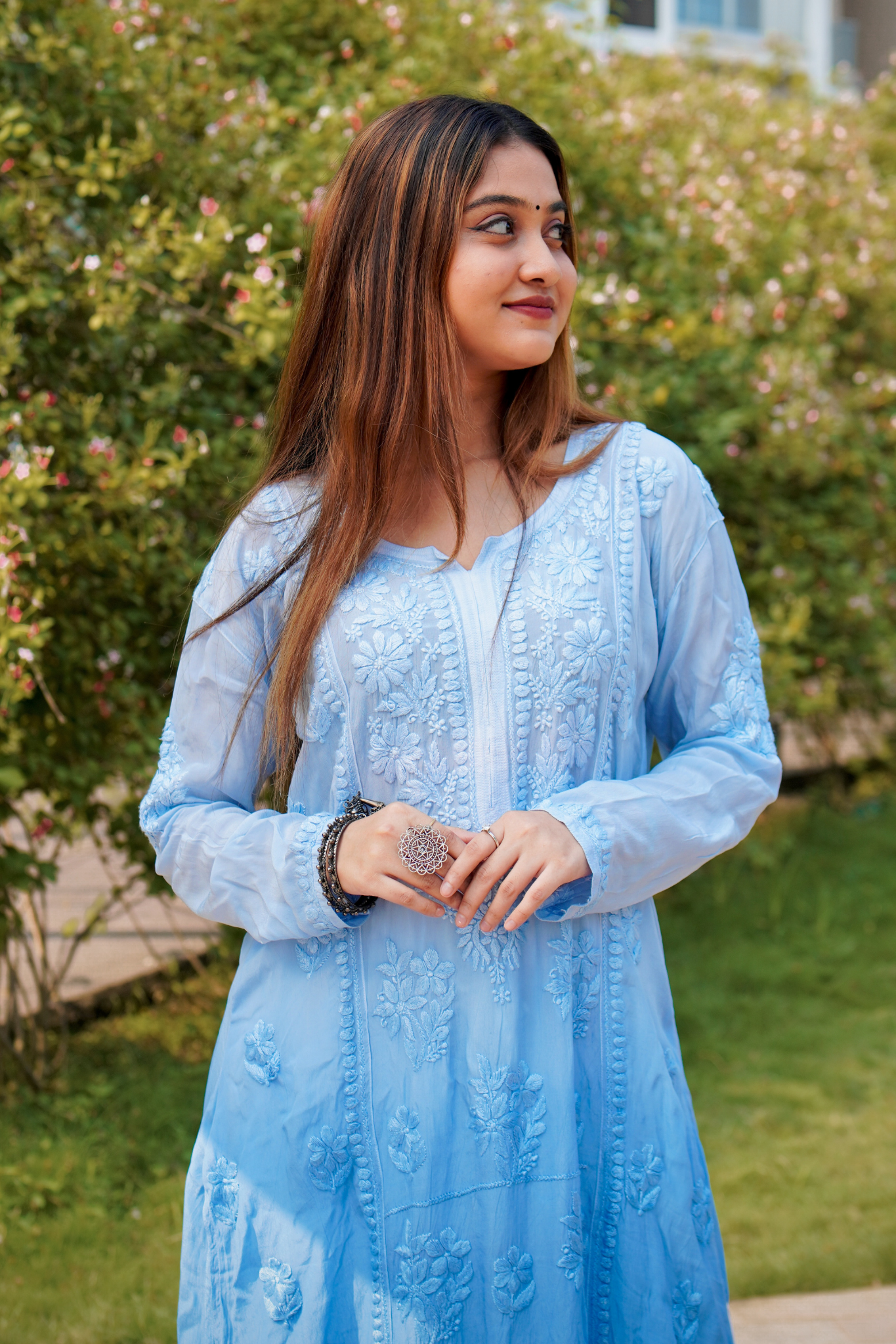 Noor Muslin Straight Chikankari Kurti