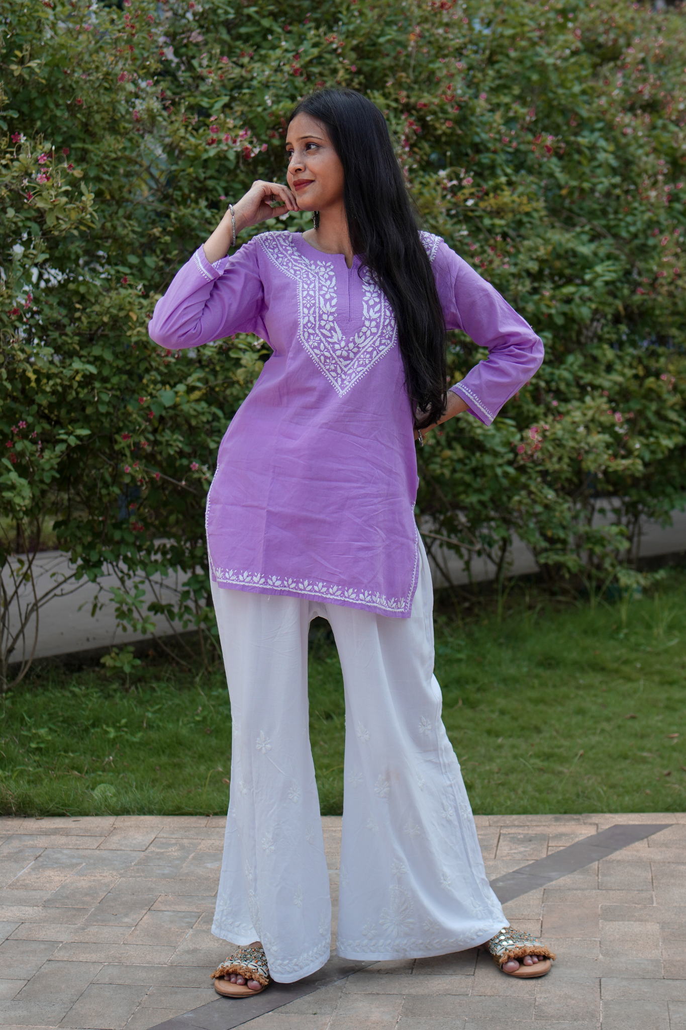 Nyra Cotton Chikankari|Color:lavender