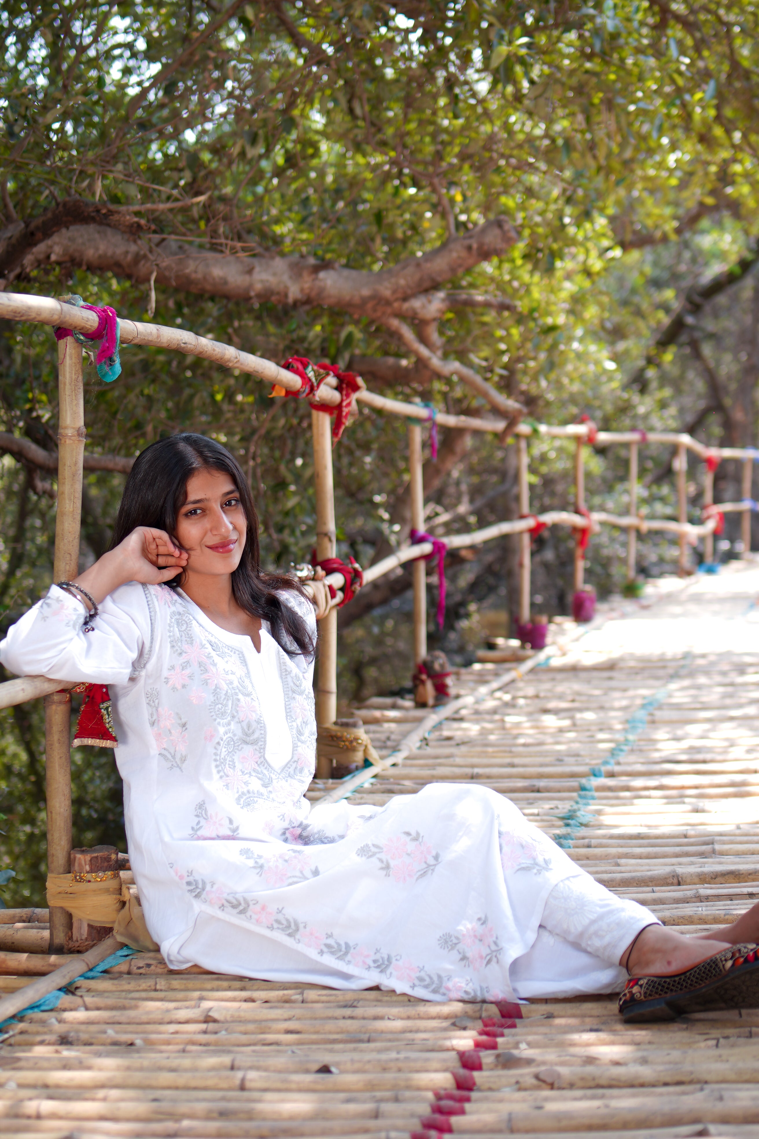 Sehar Handcrafted Mul Straight Chikankari Kurti