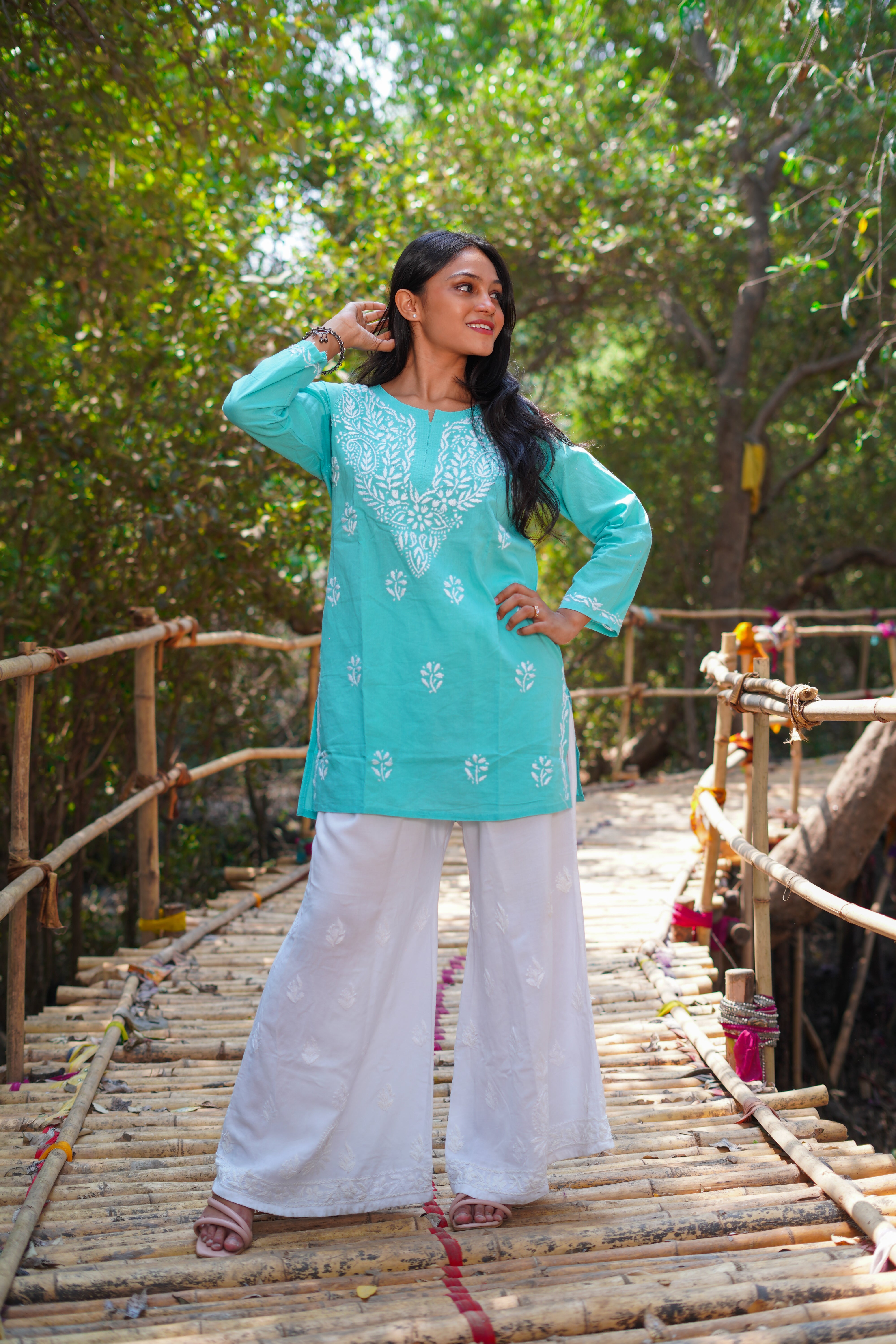 Saaj Hand embroidered Cotton Chinkankari Kurti (combo offer)