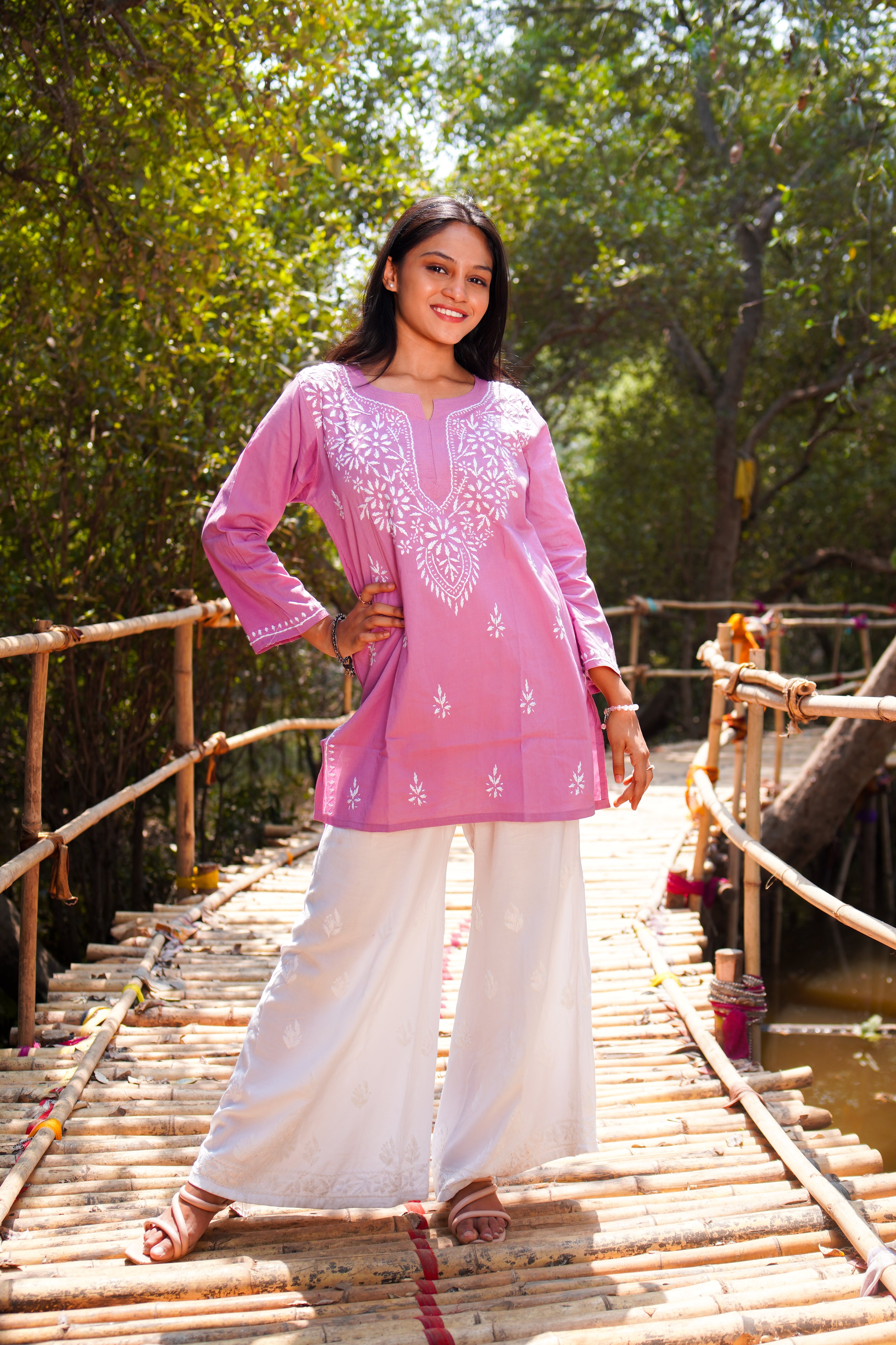 Saaj Hand embroidered Cotton Chinkankari Kurti (combo offer)