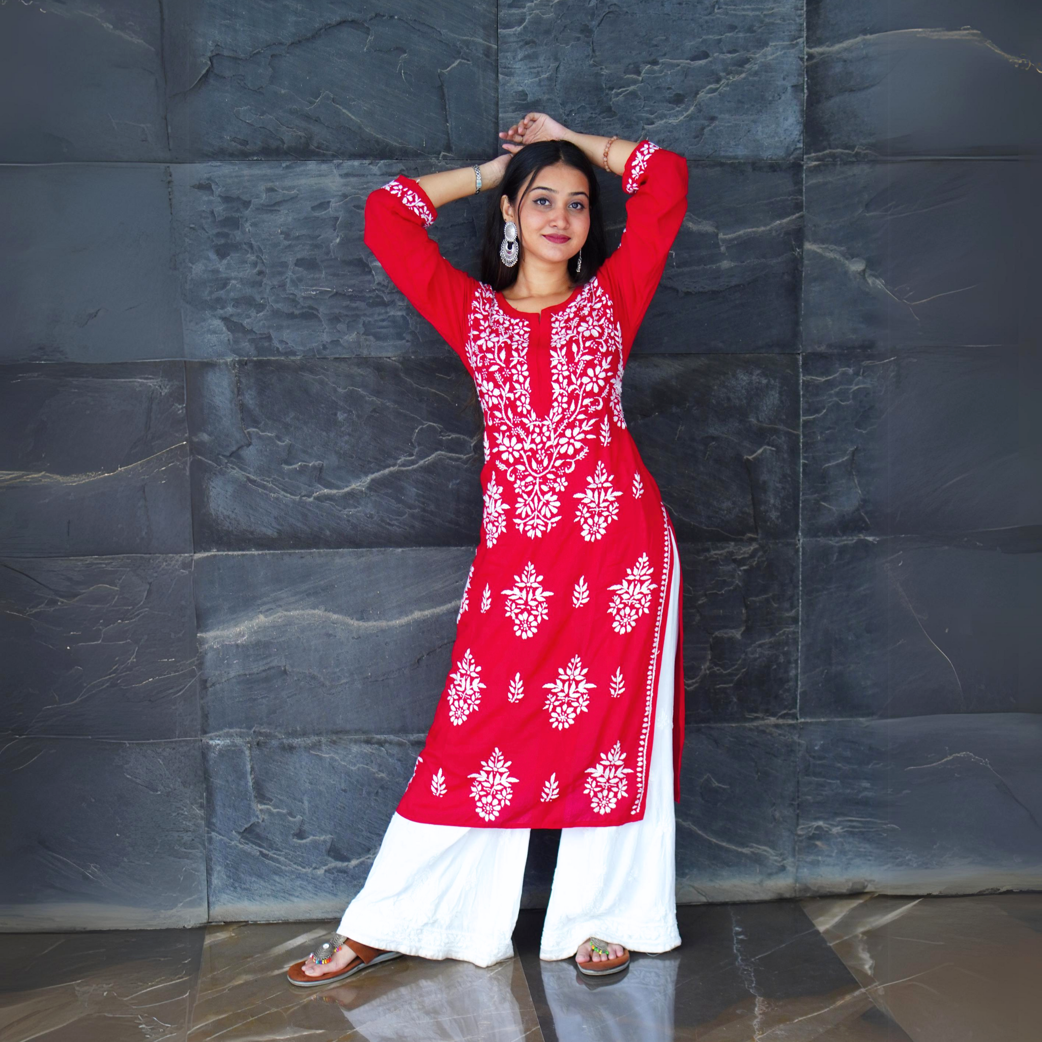 Soft Modal Chikankari Kurti