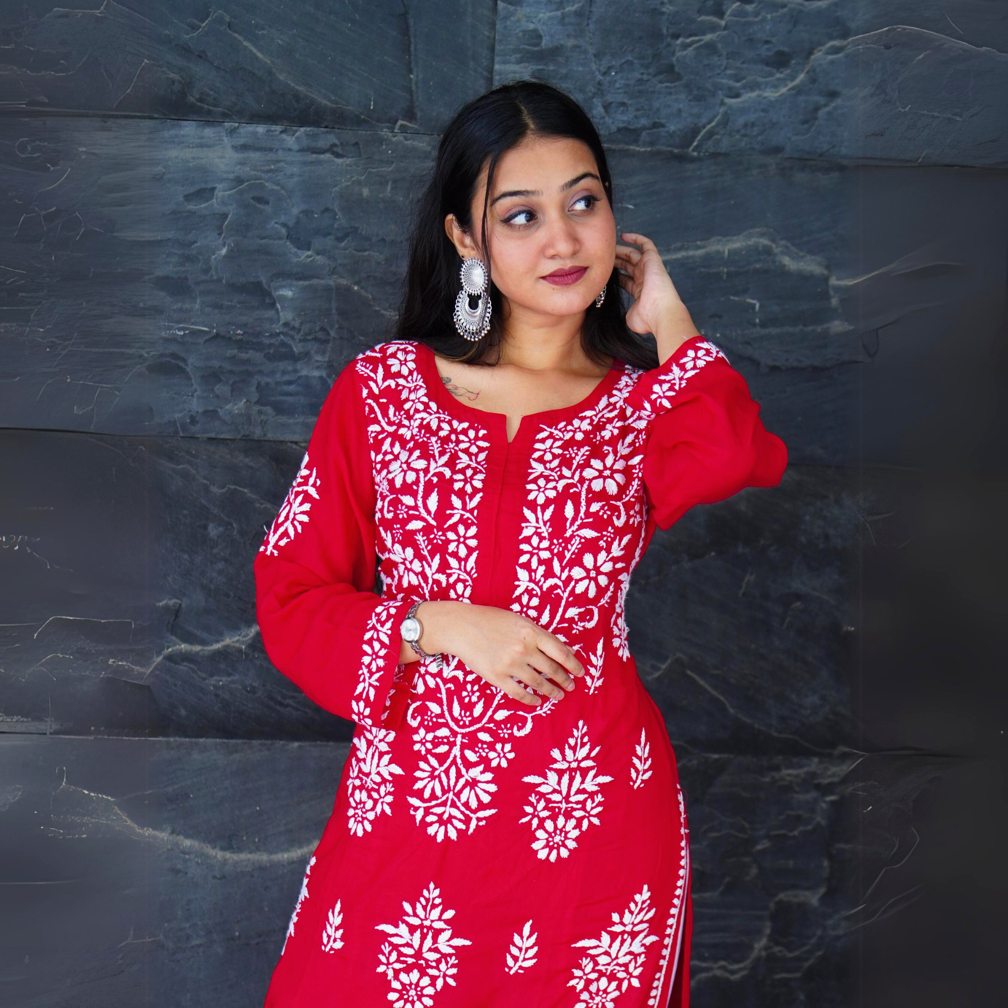 Soft Modal Chikankari Kurti