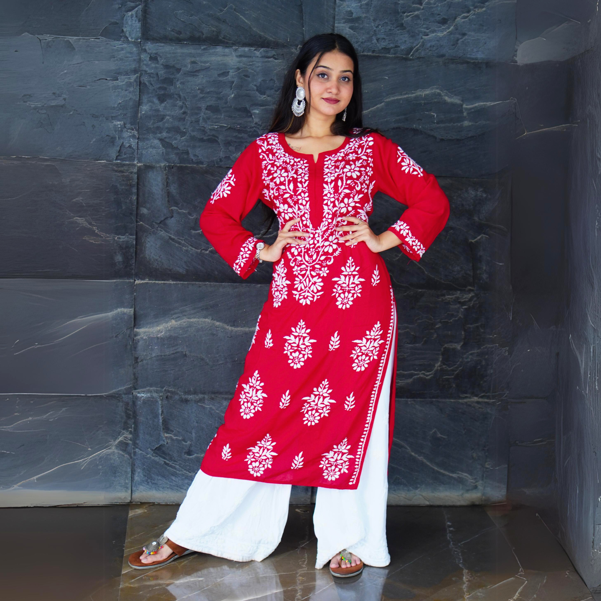 Soft Modal Chikankari Kurti