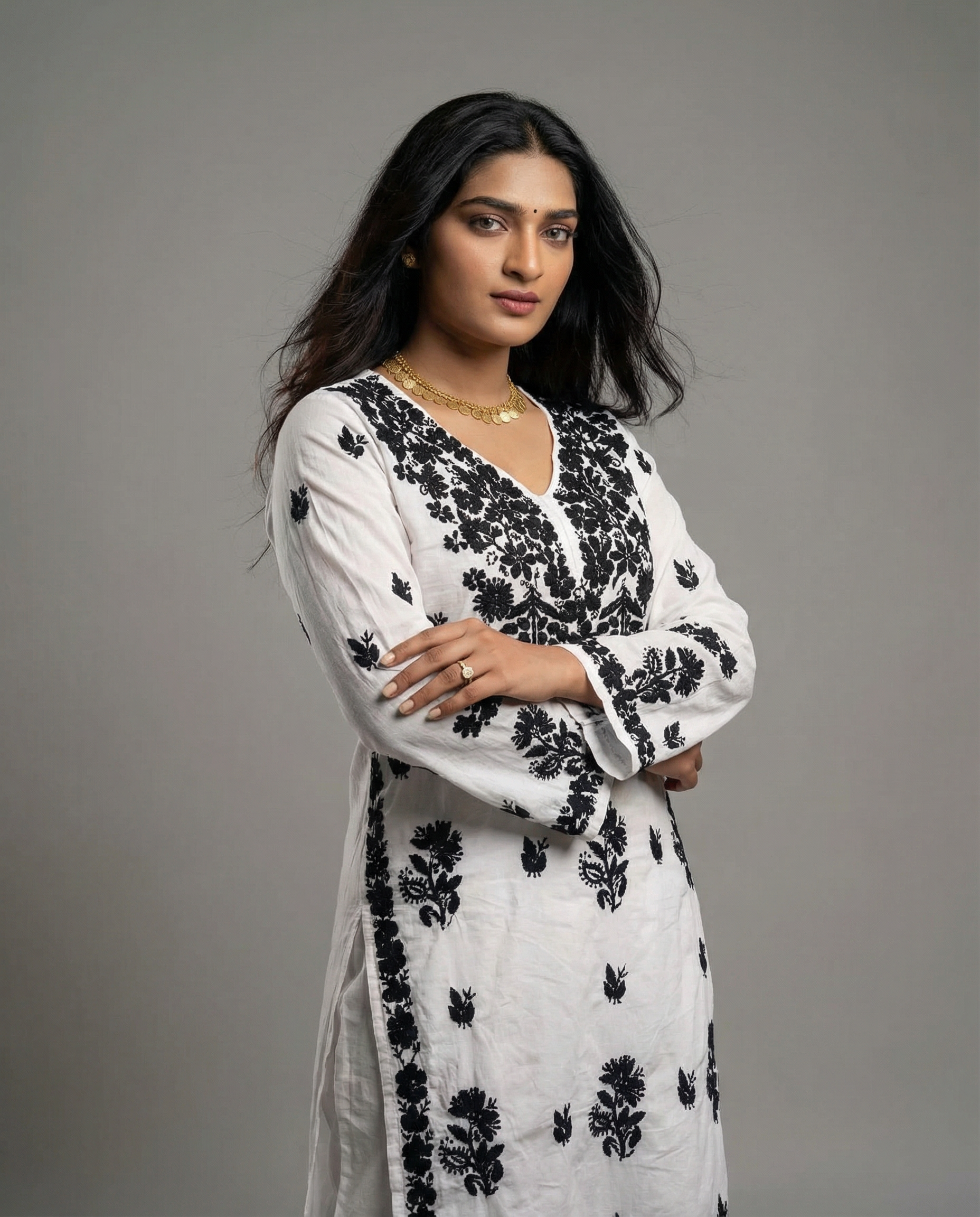 Ahilya – Black & White Cotton Chikankari Set