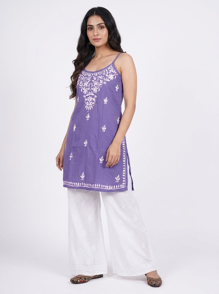 MYRA Rayon Noodels strap Chikankari Kurti