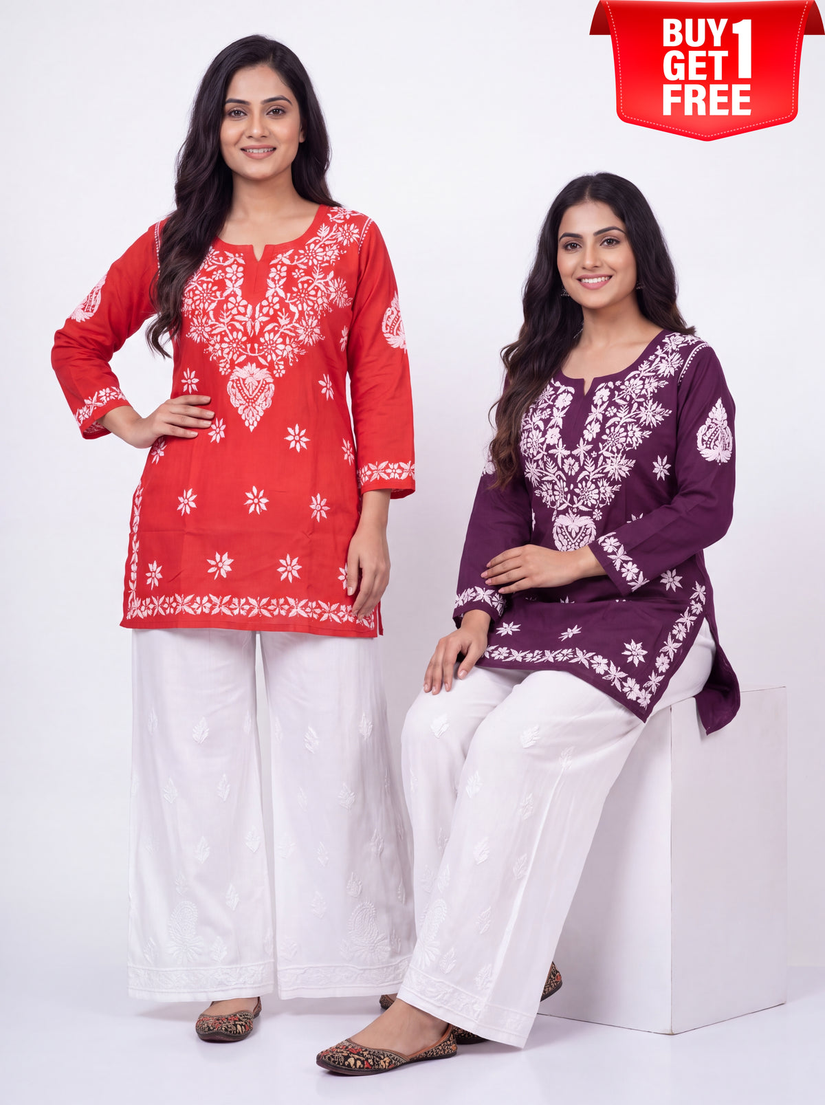 NUSH Rayon Chikankari Kurti