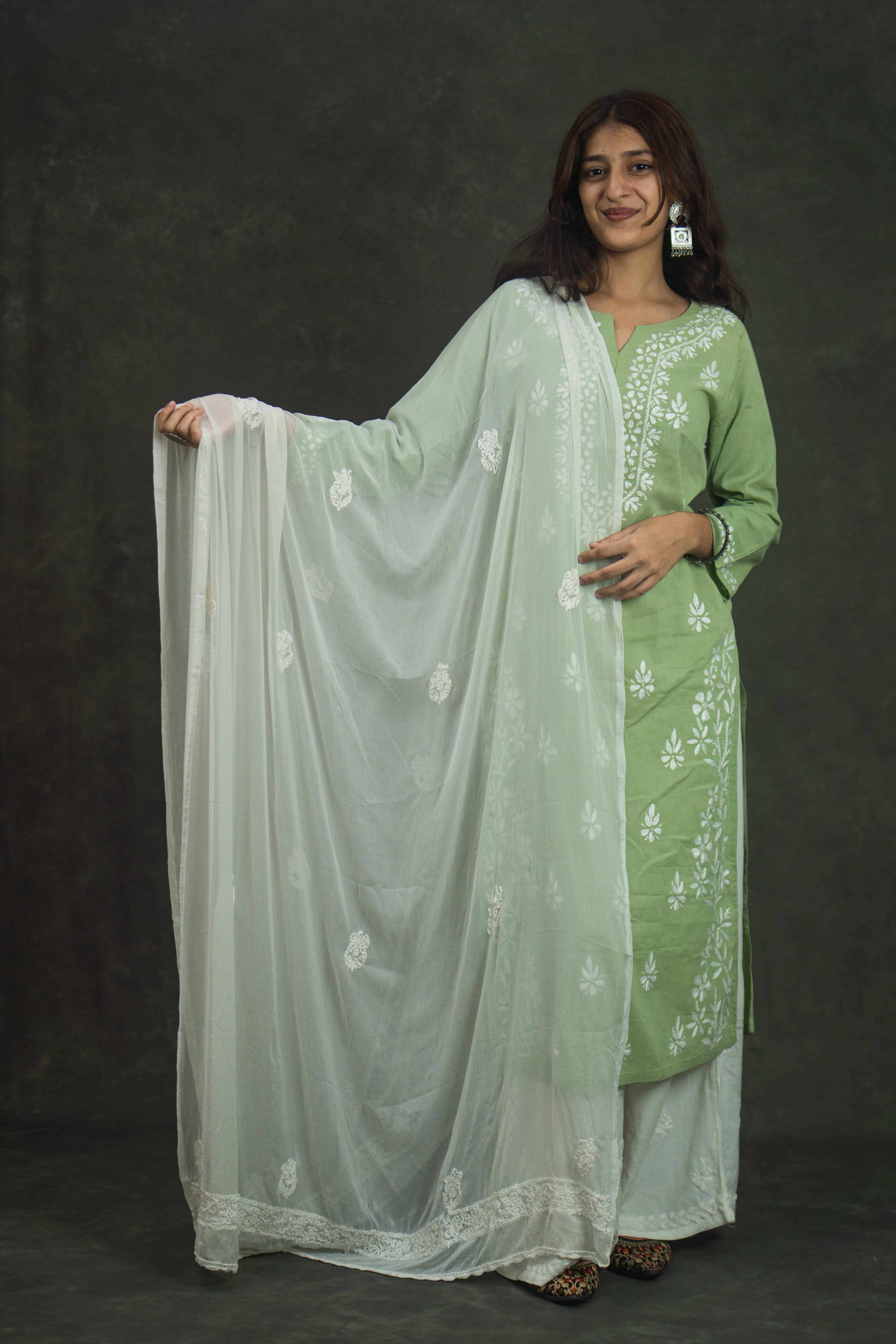 Chikankari Cotton Dupatta