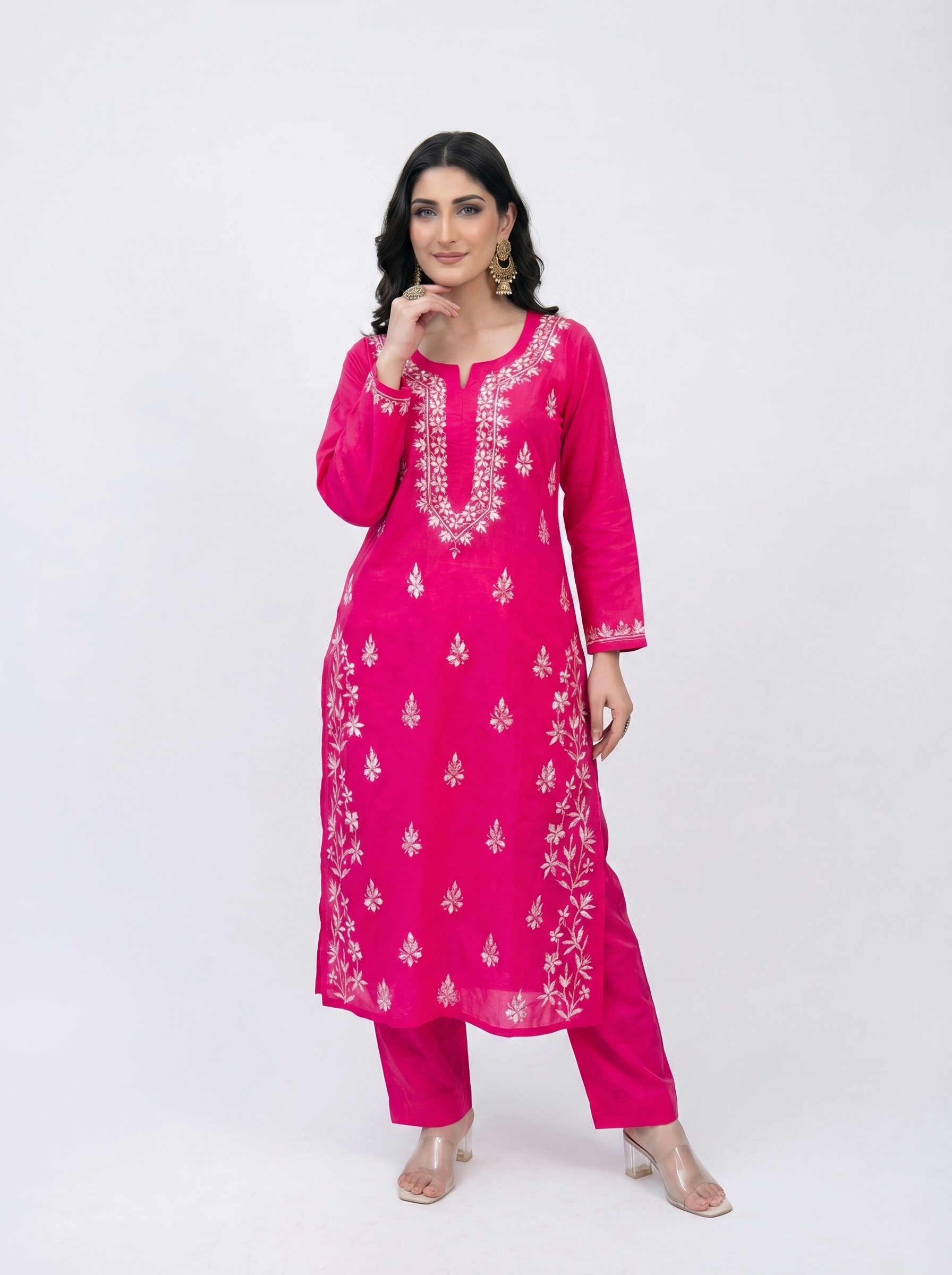 Sara Cotton Chikankari Kurti Set (Combo Offer)